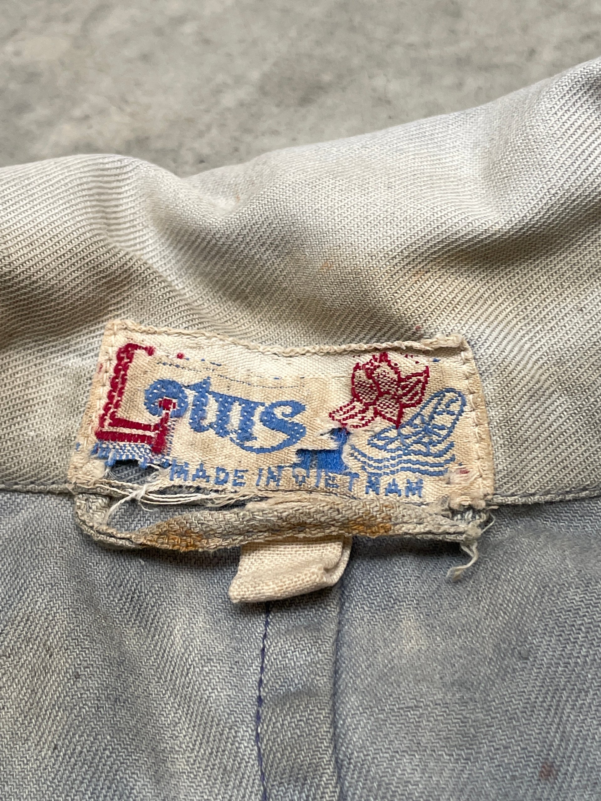 50s Lotus Sunfaded Navy Painter's Work Jacket Chore Coat Medium Distressed image 2