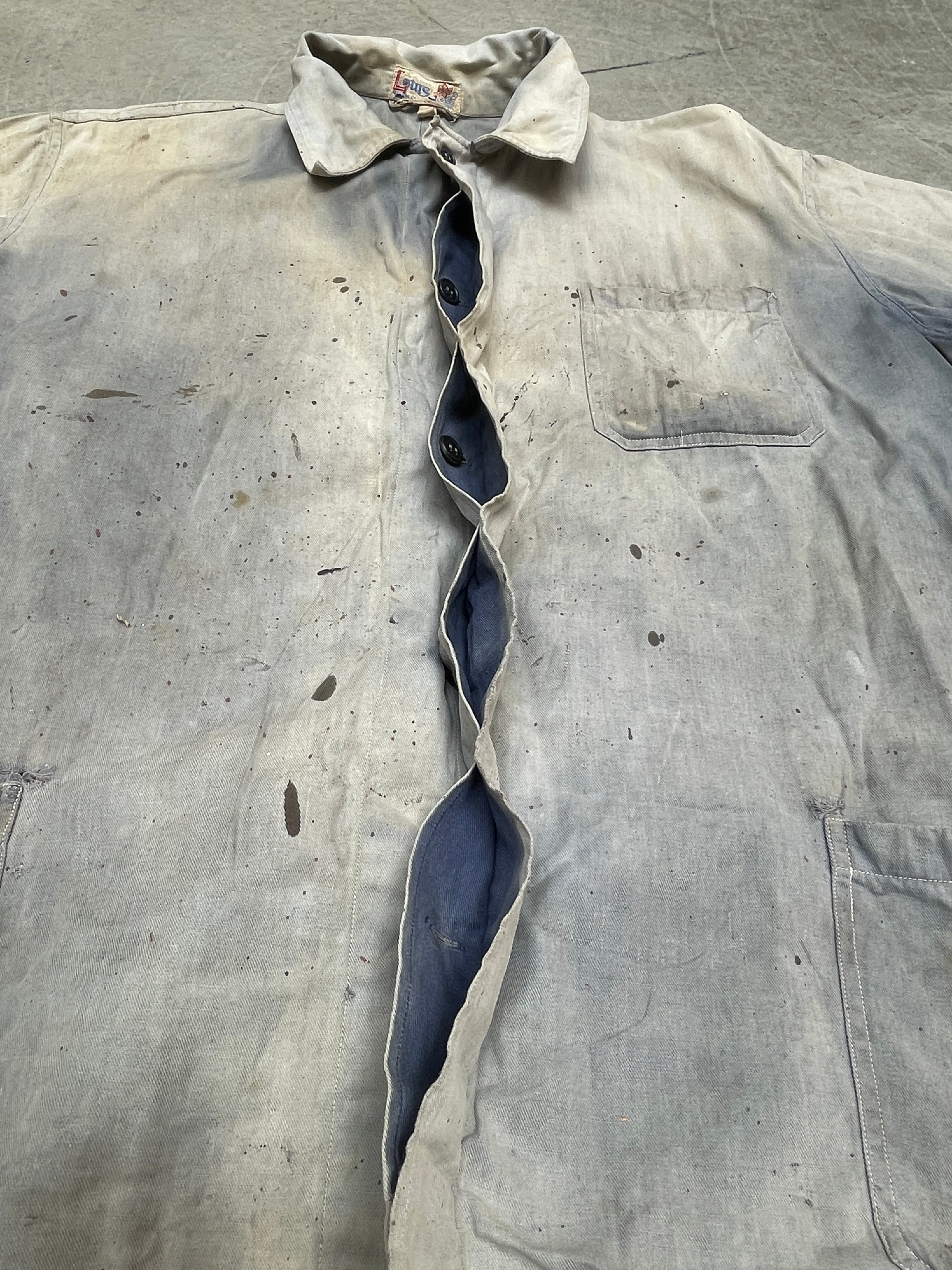50s Lotus Sunfaded Navy Painter's Work Jacket Chore Coat Medium Distressed image 10