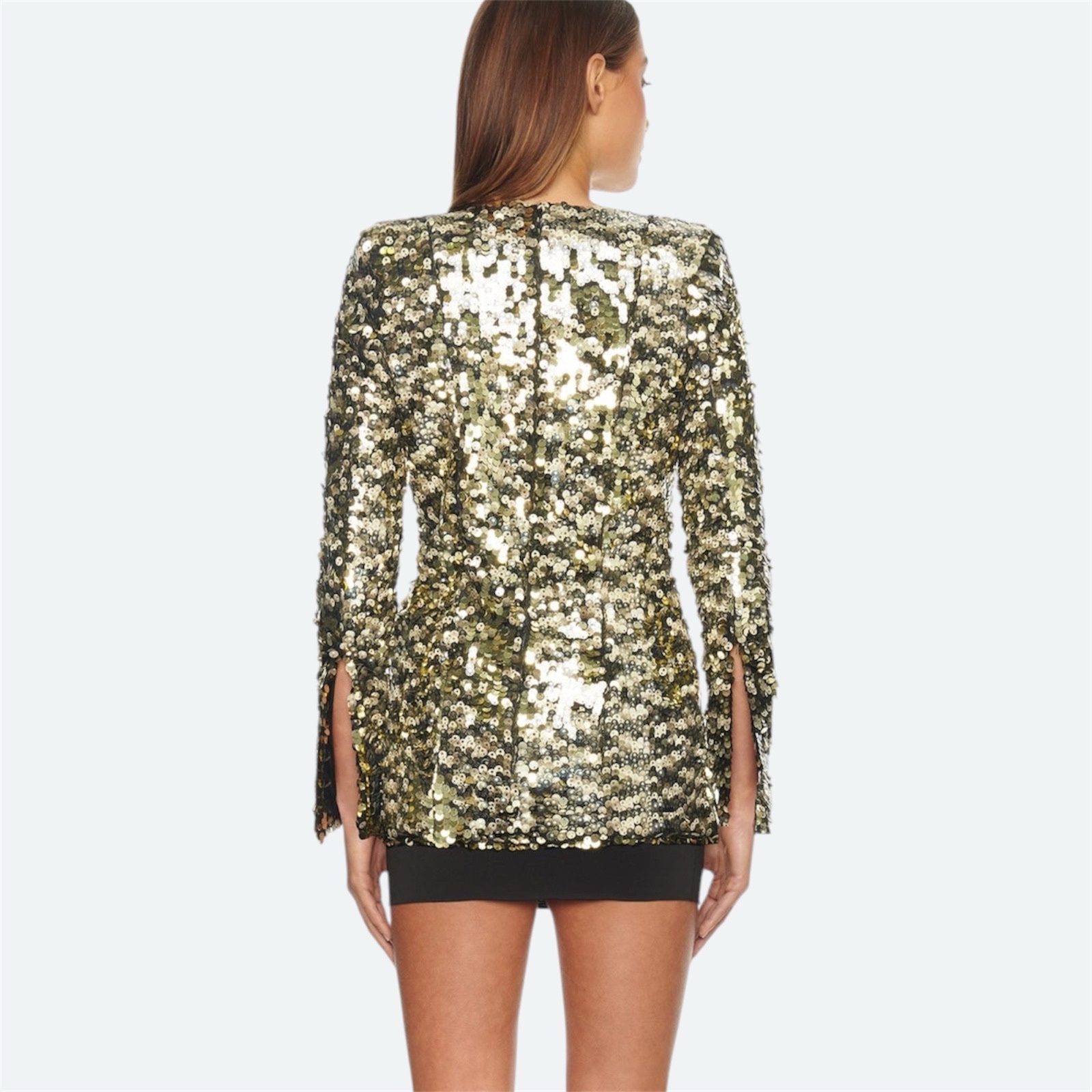 Eliya The Label Carlee Star Sequin Blazer XS / AU 6 / US 2 Gold Party Jacket image 3