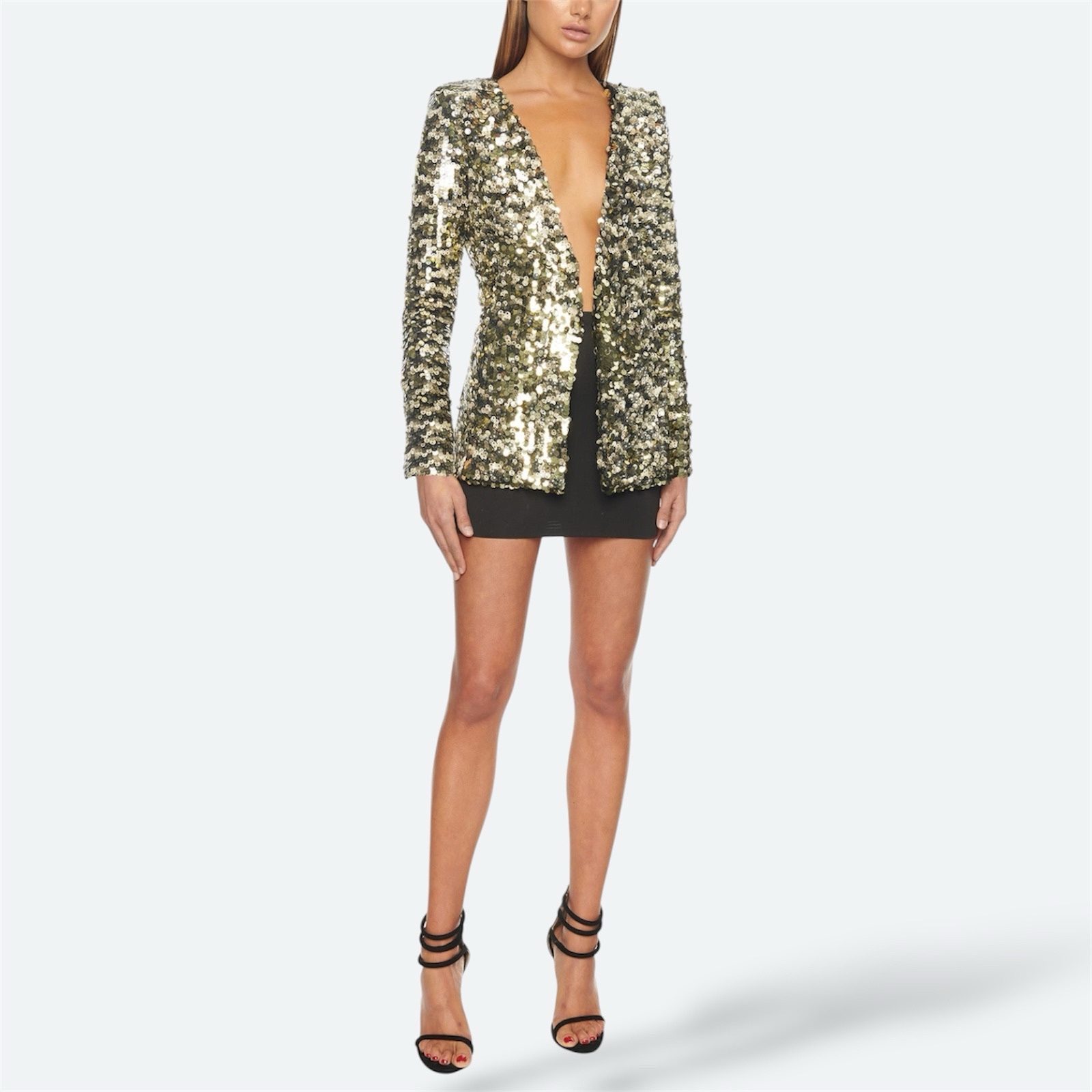 Eliya The Label Carlee Star Sequin Blazer XS / AU 6 / US 2 Gold Party Jacket image 2