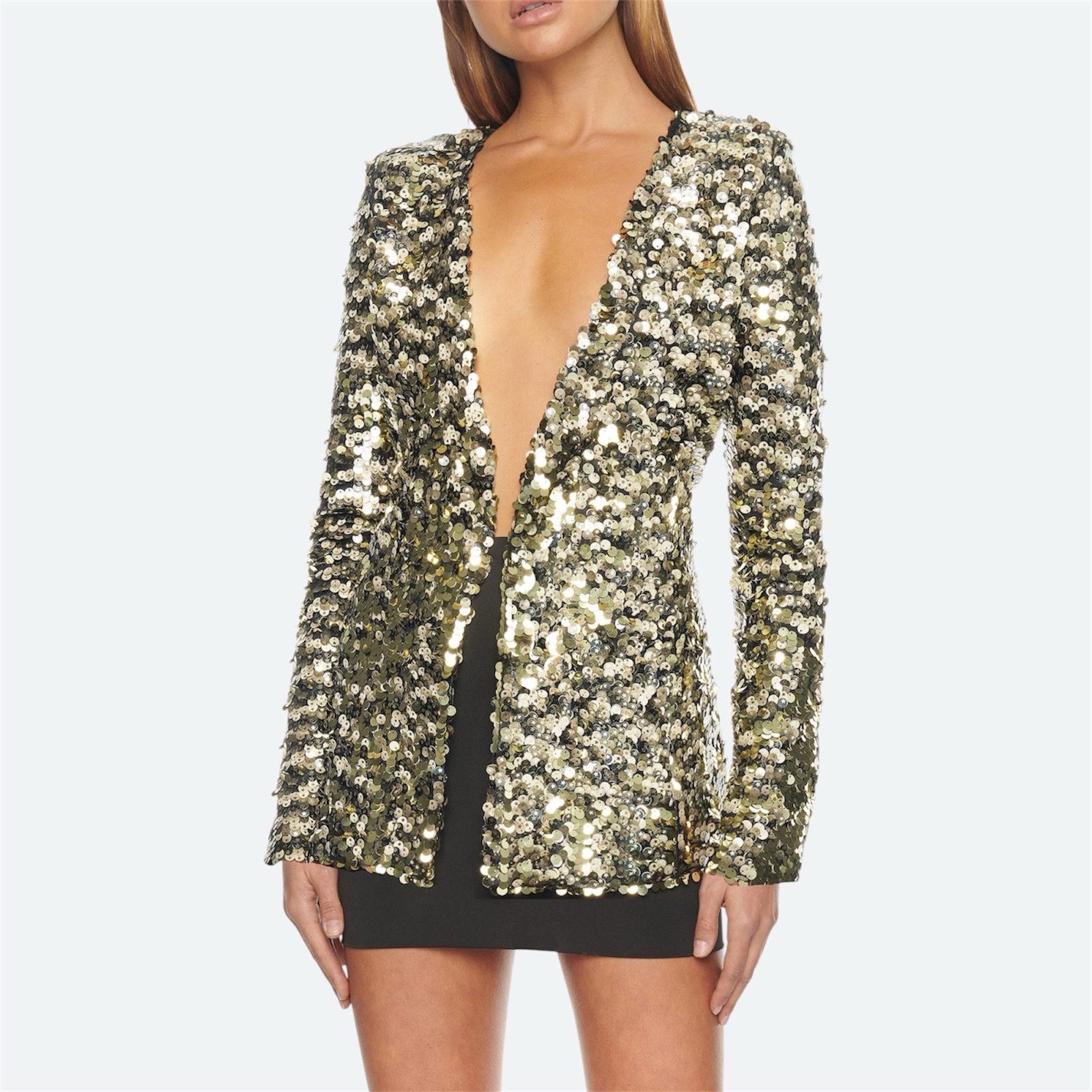 Eliya The Label Carlee Star Sequin Blazer XS / AU 6 / US 2 Gold Party Jacket