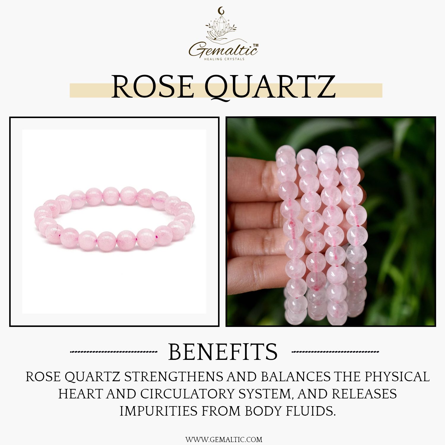 Rose Quartz 8mm Gemstone Bead Bracelet, Lab Certified Natural Pink Crystal 7.5 Inch Stretchable Bracelet for Love, Calm & Emotional Balance image 2