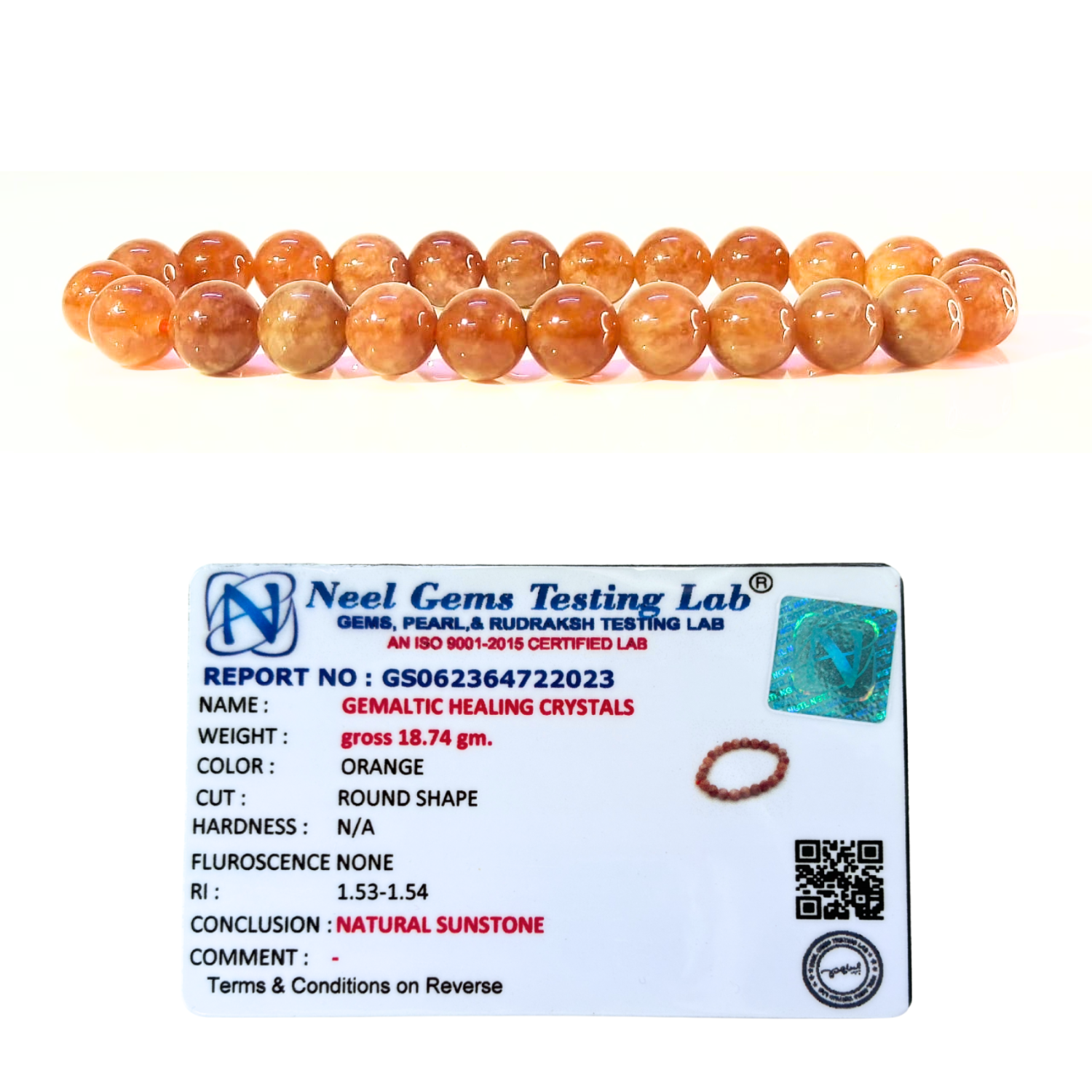 Sunstone 8mm Gemstone Bead Bracelet, Lab Certified Natural Orange Crystal 7.5 Inch Stretchable Bracelet for Confidence, Positivity & Abundance image 3