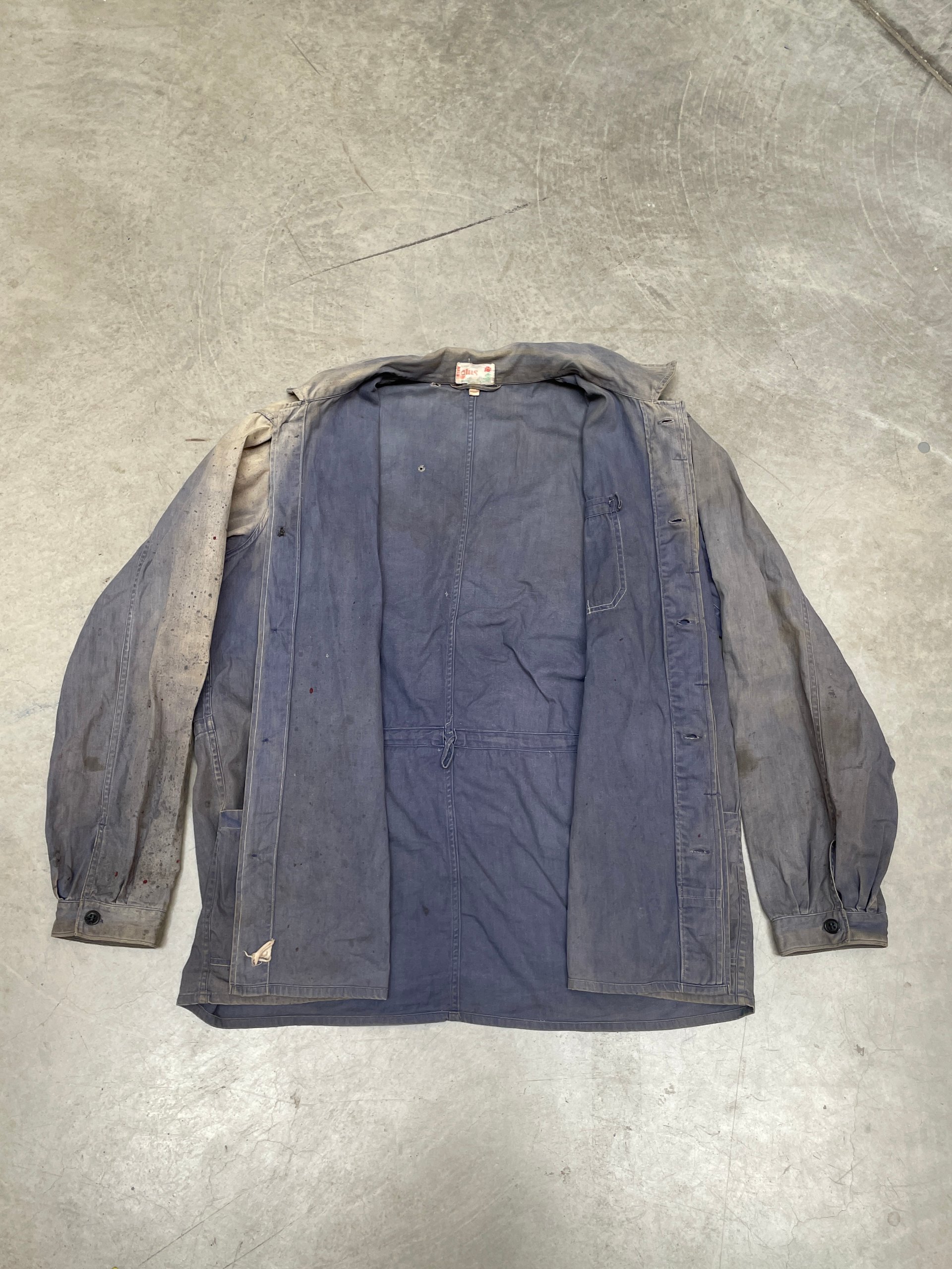 Lotus 50s 60s Blue Vintage Workwear Chore Coat Jacket Large Distressed image 3