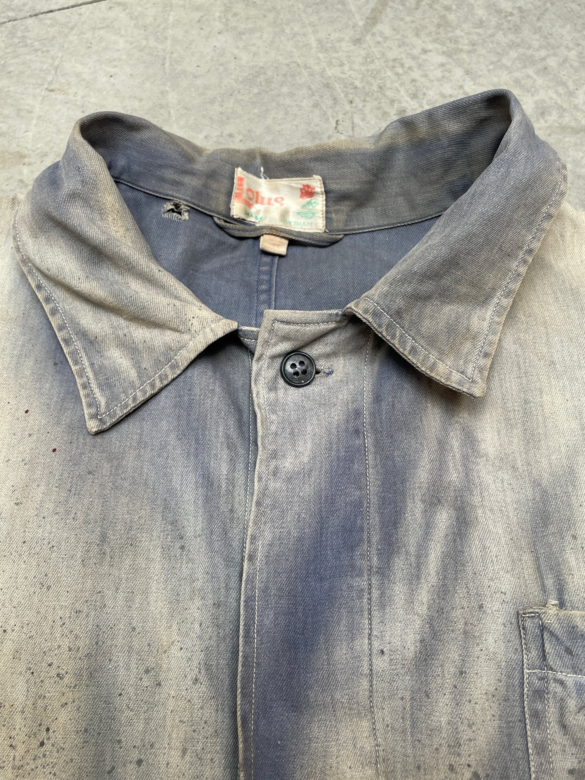 Lotus 50s 60s Blue Vintage Workwear Chore Coat Jacket Large Distressed image 5