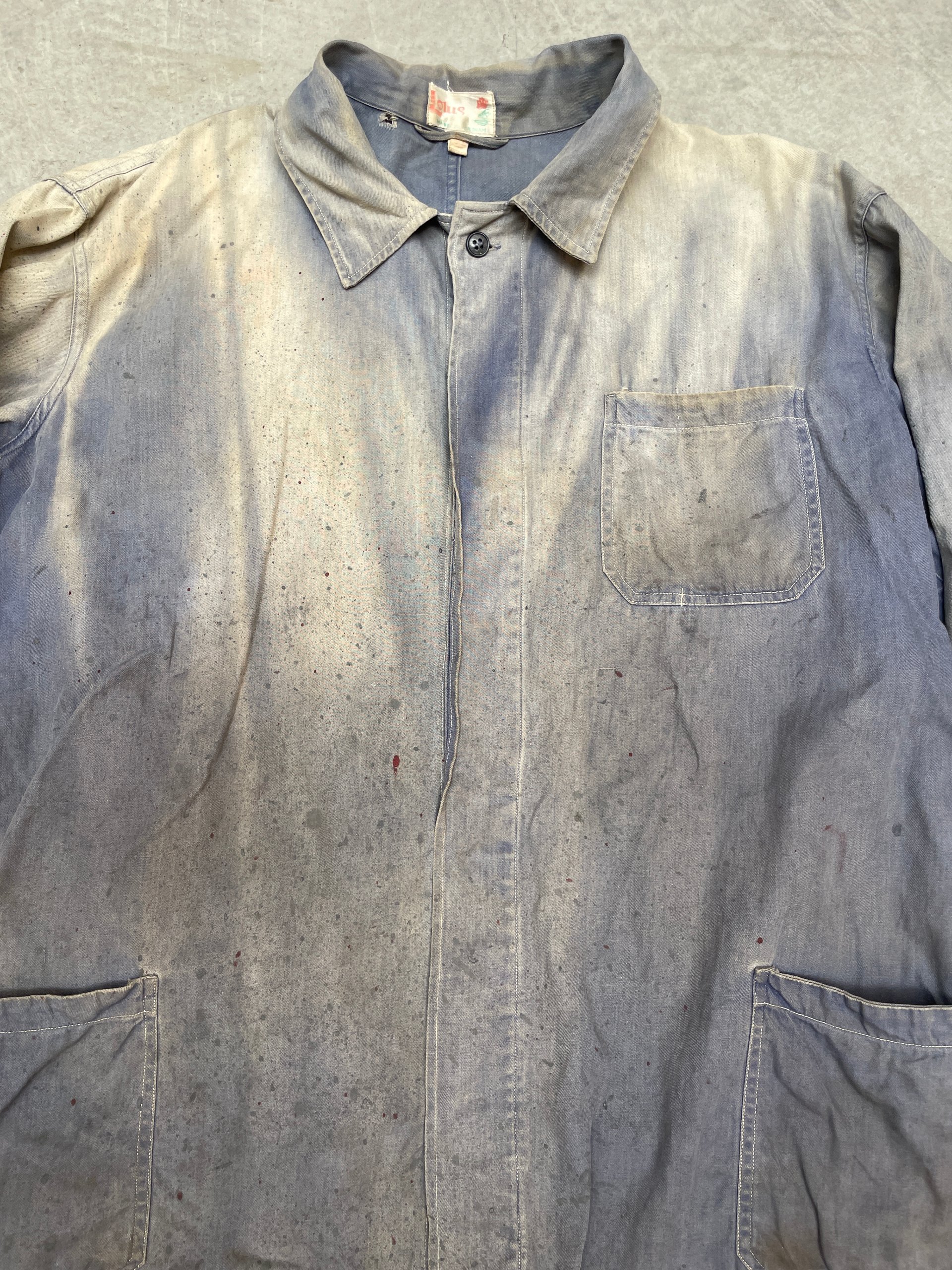 Lotus 50s 60s Blue Vintage Workwear Chore Coat Jacket Large Distressed image 6