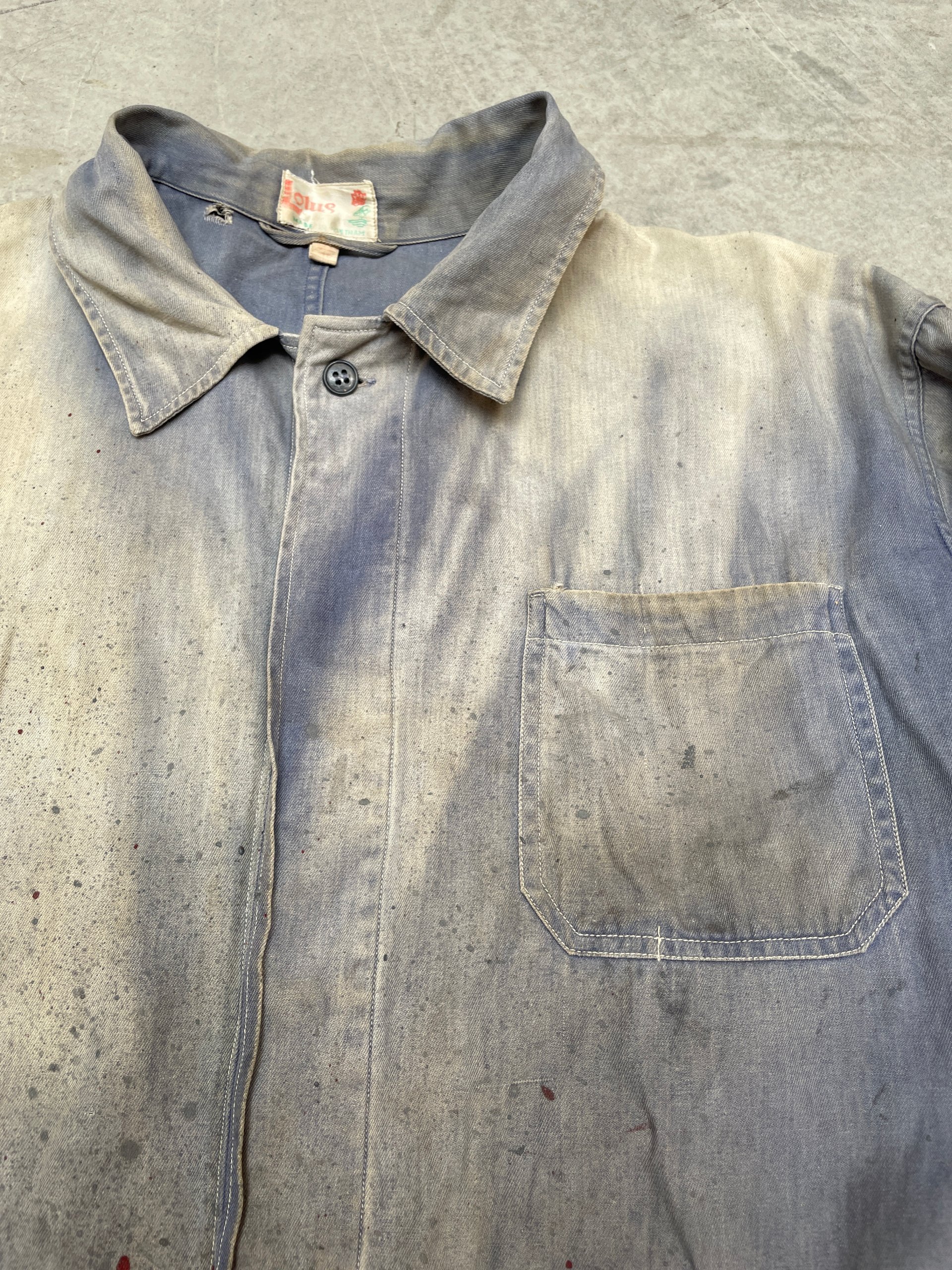 Lotus 50s 60s Blue Vintage Workwear Chore Coat Jacket Large Distressed image 7