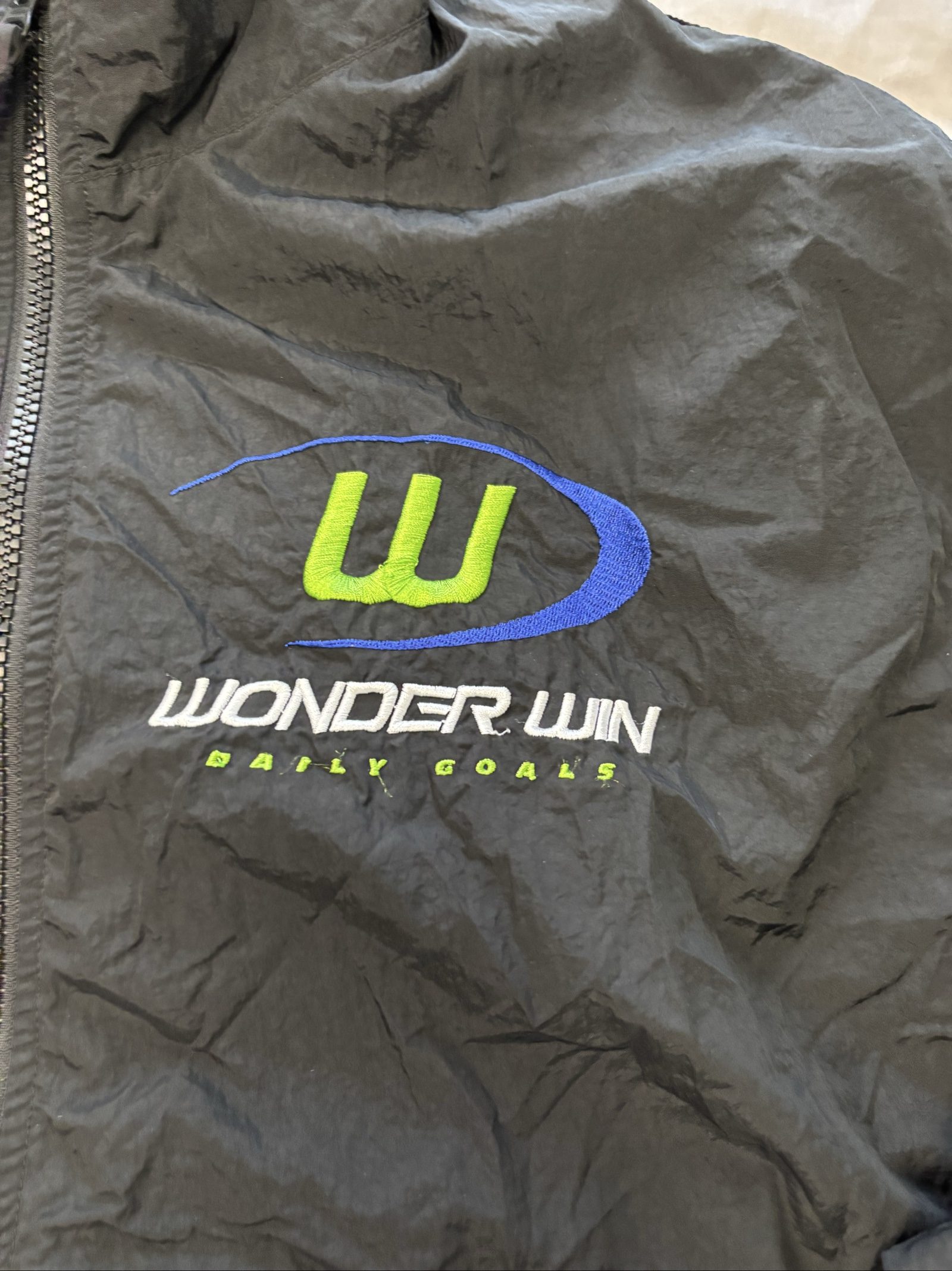 H&M Wonderwin Black Embroidered Logo Windbreaker Jacket Large image 5