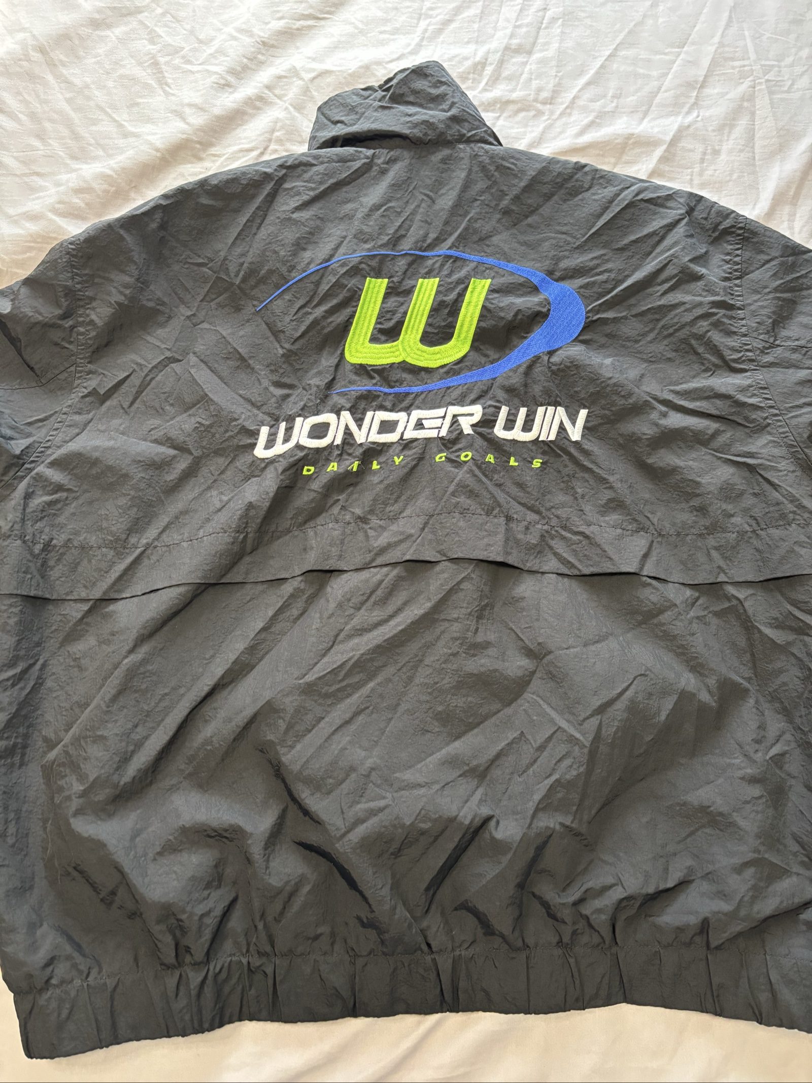 H&M Wonderwin Black Embroidered Logo Windbreaker Jacket Large image 6