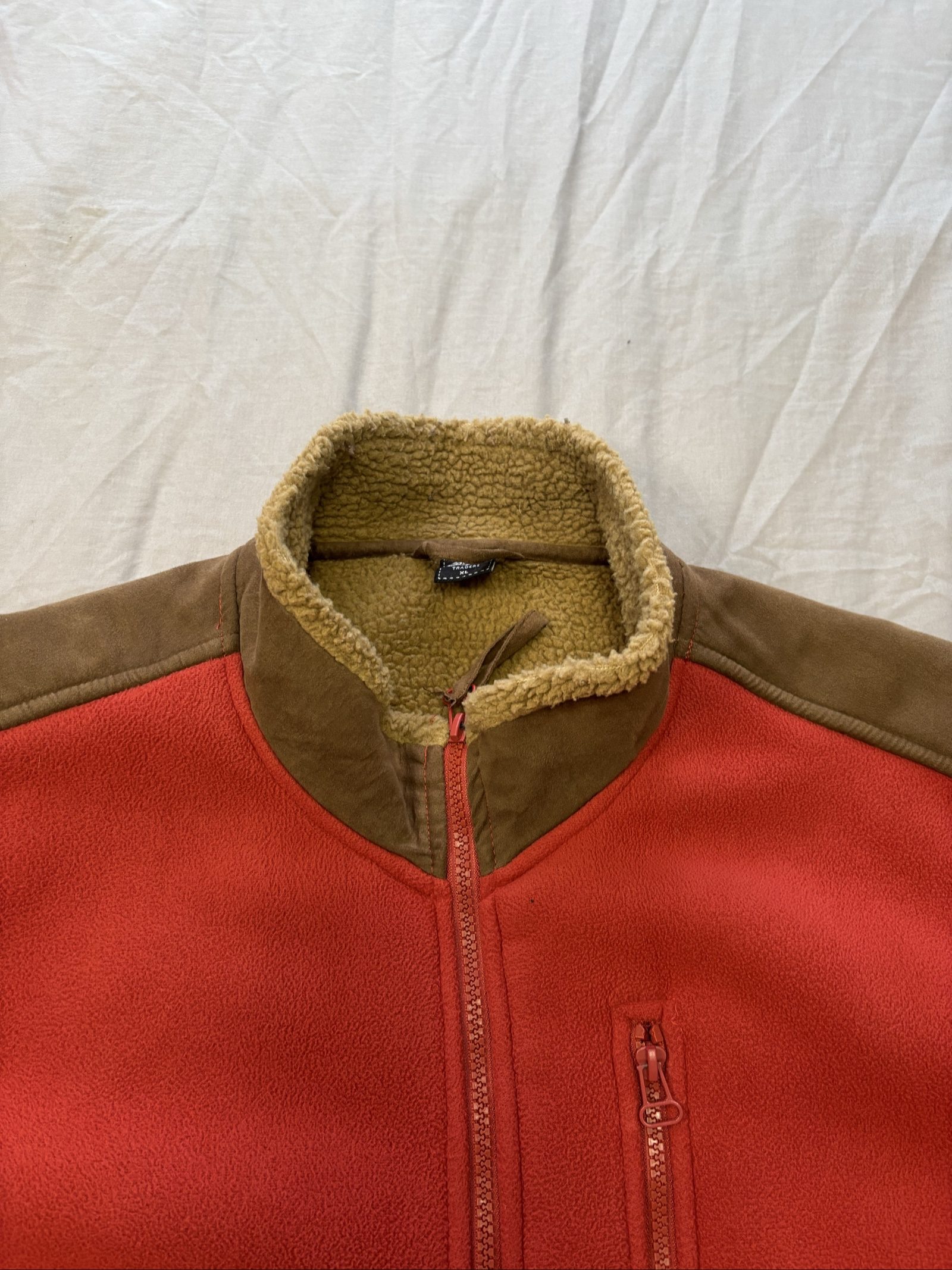 Cotton Traders Red & Brown Sherpa Fleece Jacket Large image 4