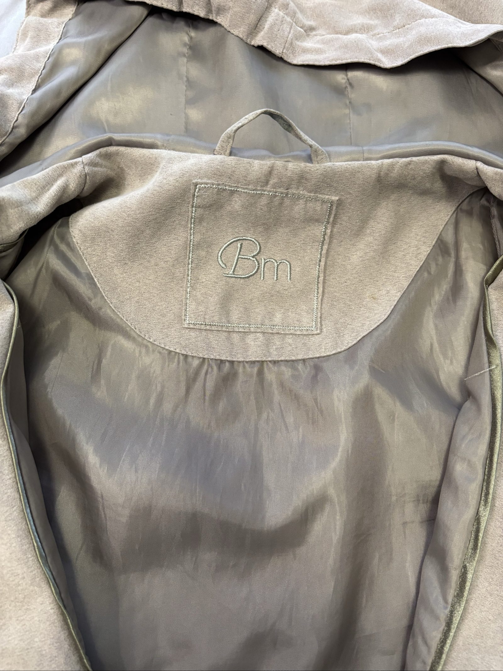 Bm Beige Hooded Jacket Small Faux Suede image 4