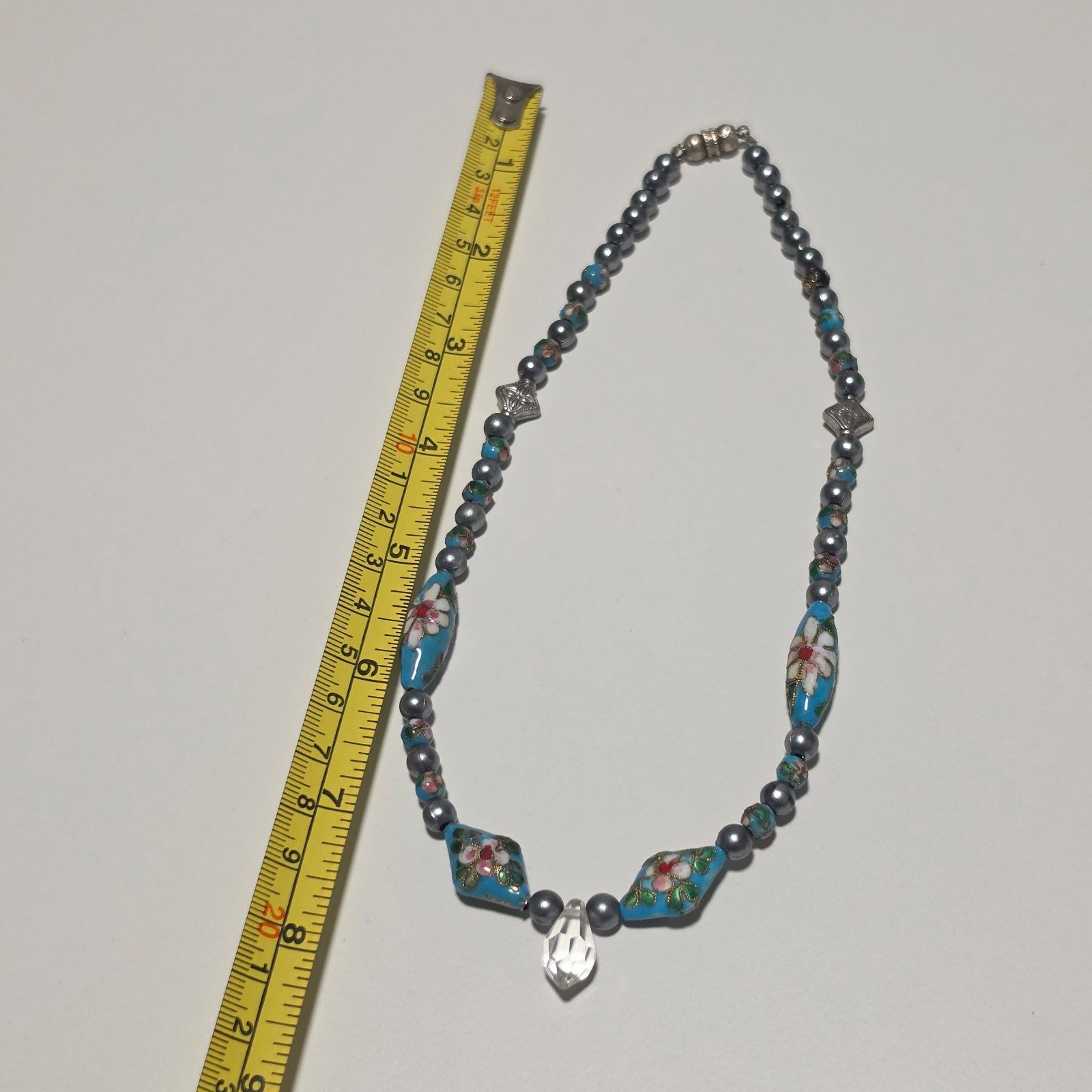 Blue Floral Beaded Necklace .b3 image 4