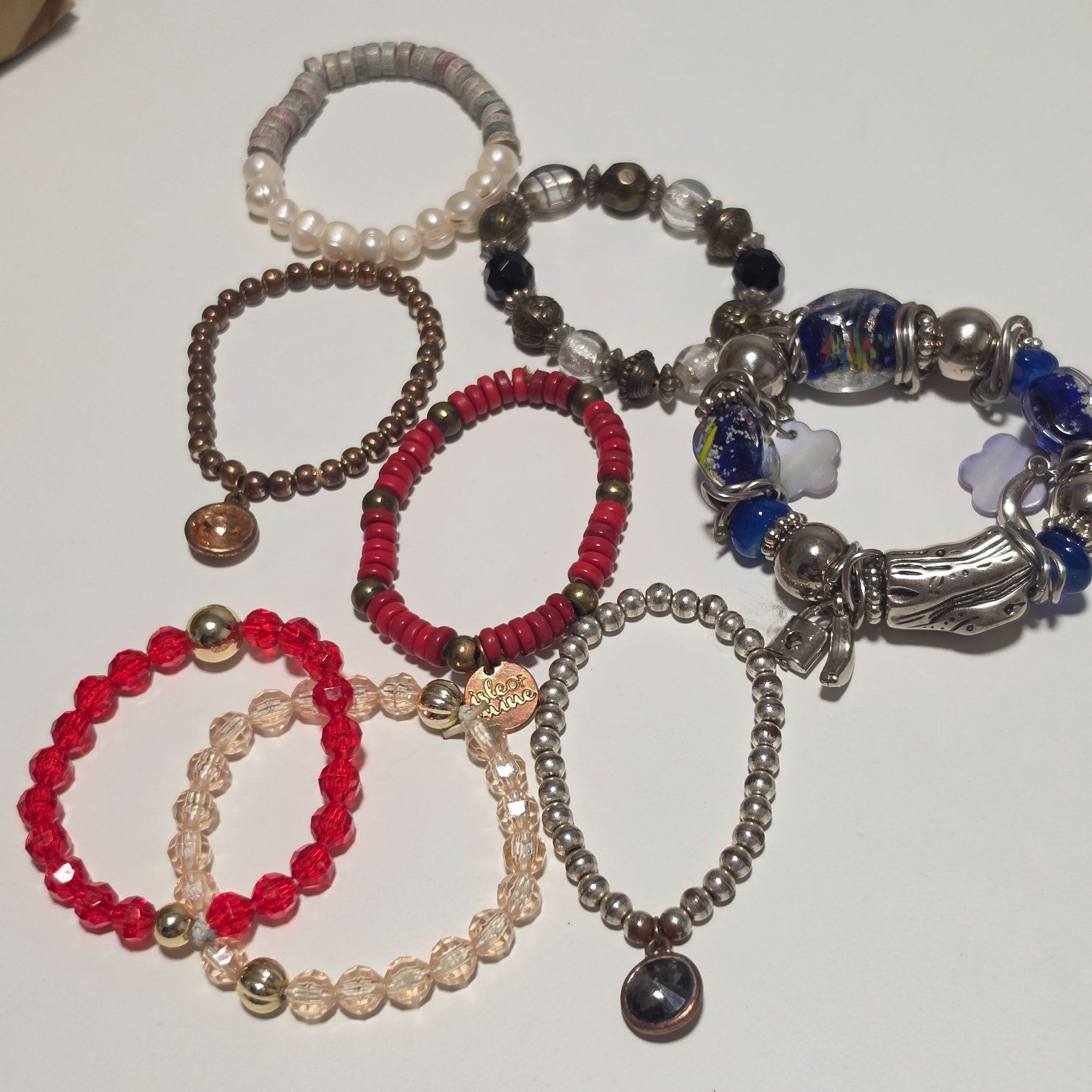 Mixed Colour Lady's Multi-Bead Charm Bracelets.b3 image 2