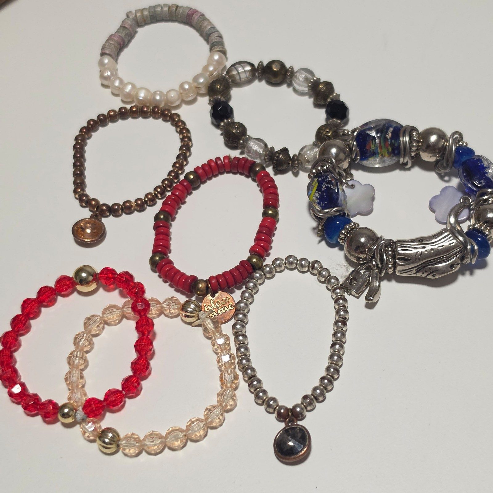 Mixed Colour Lady's Multi-Bead Charm Bracelets.b3 image 3