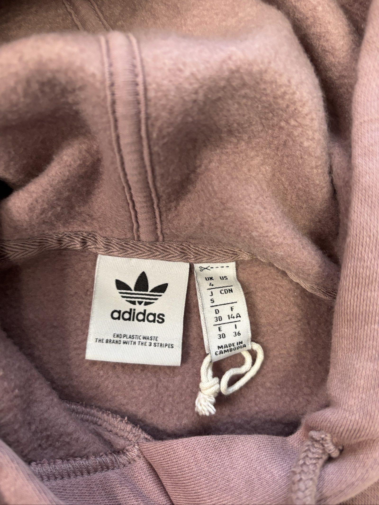 Adidas Women's Mauve Pink Hoodie Size 4 with White Stripes image 4