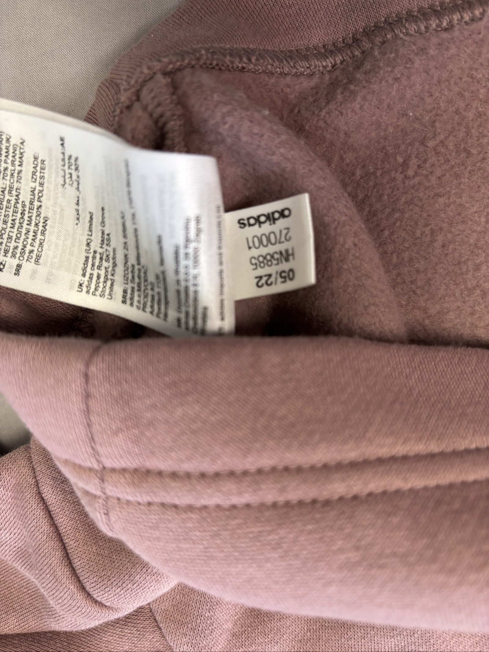 Adidas Women's Mauve Pink Hoodie Size 4 with White Stripes image 6
