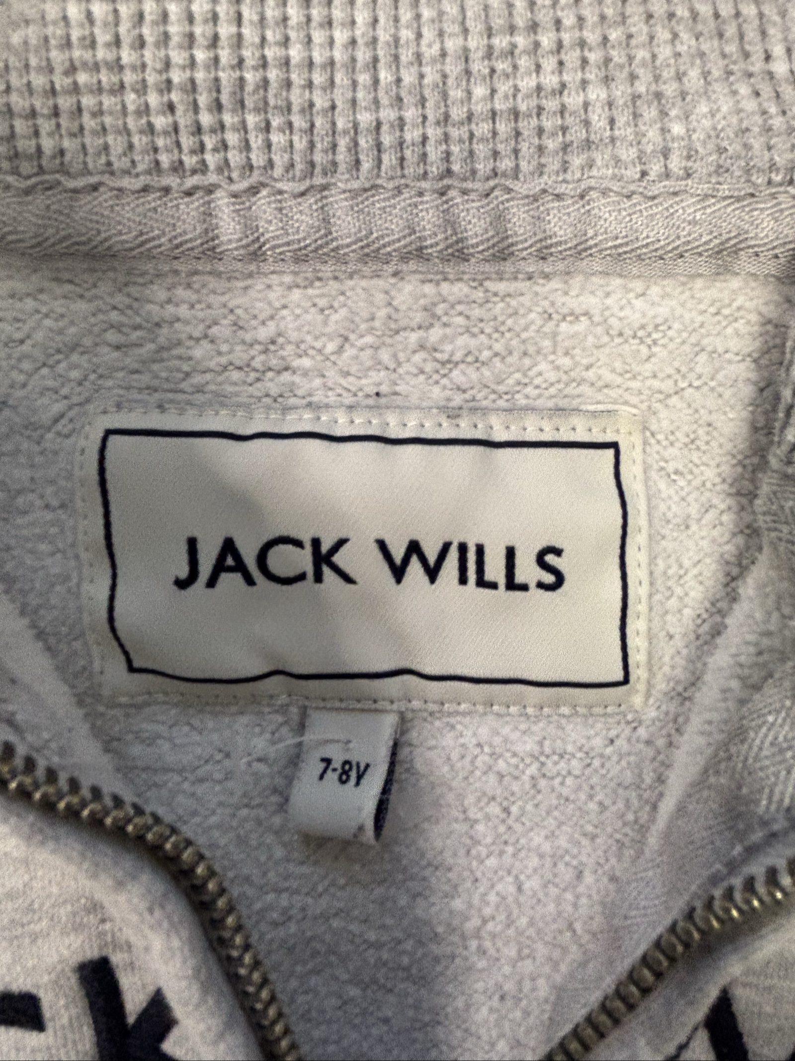 Jack Wills Kids Grey Full Zip Hoodie 7-8Y Cotton Polyester image 3