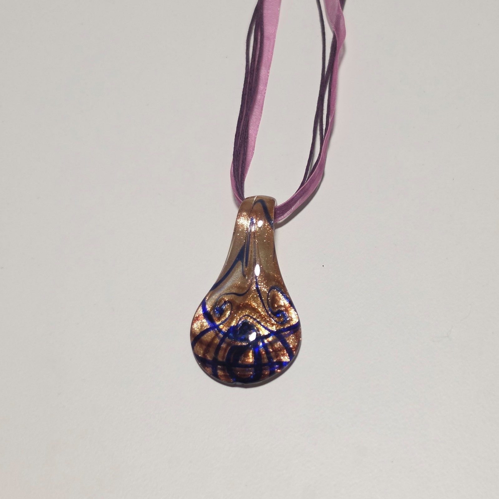 Art glass Purple & Blue Glass Pendant Necklace.b3 image 2