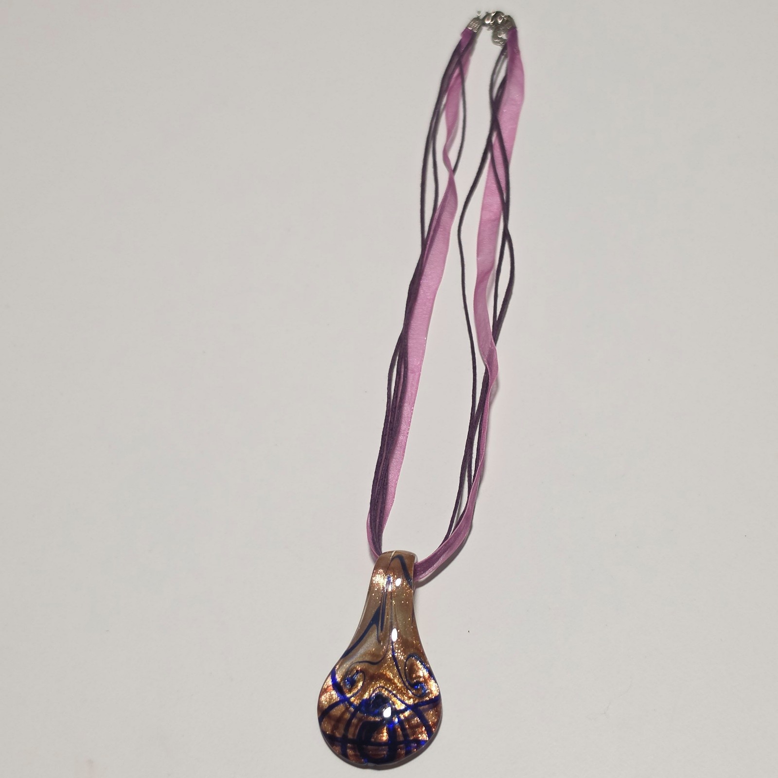 Art glass Purple & Blue Glass Pendant Necklace.b3 image 3