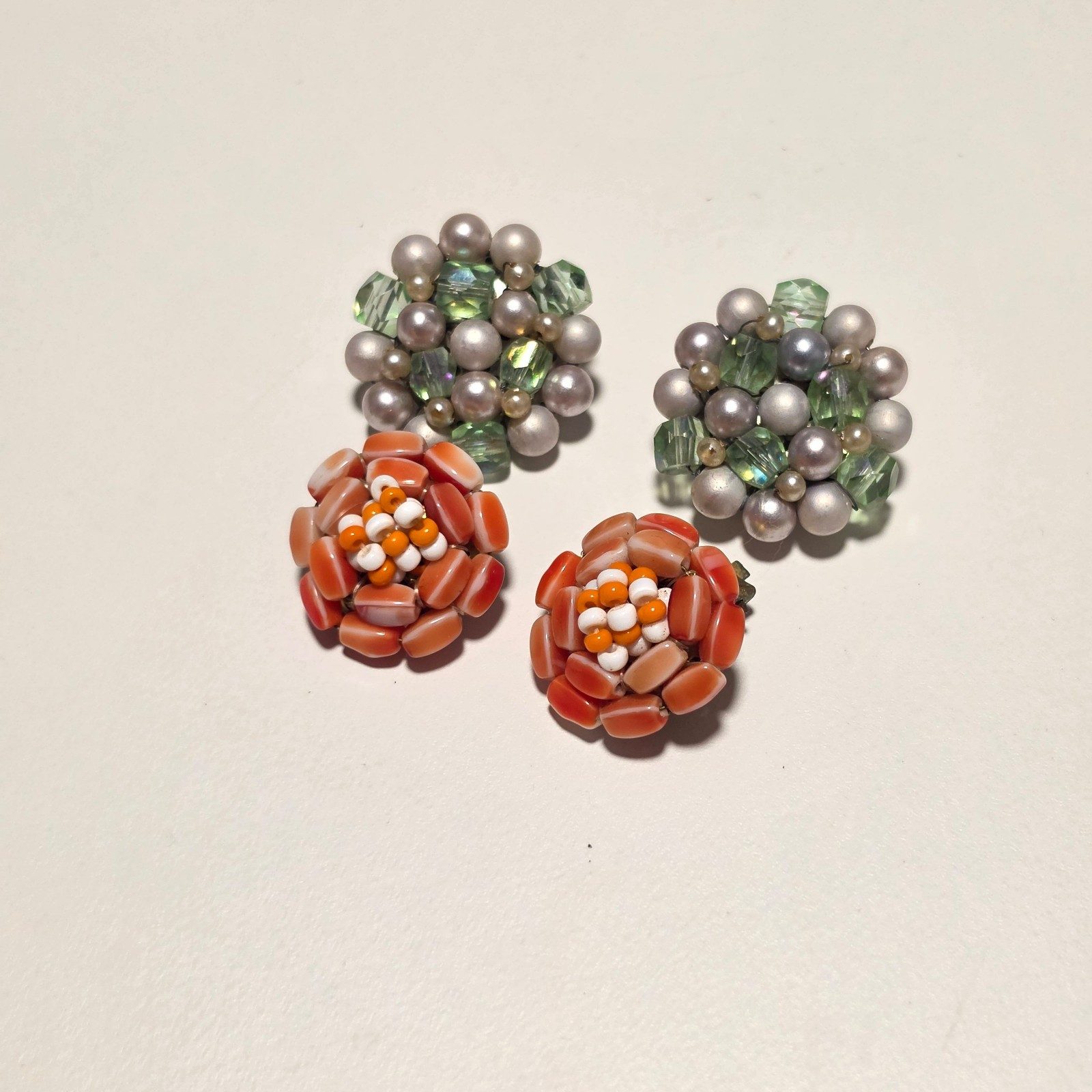 Vintage Multicolour Beaded Clip-On Earrings Set.b3 image 2