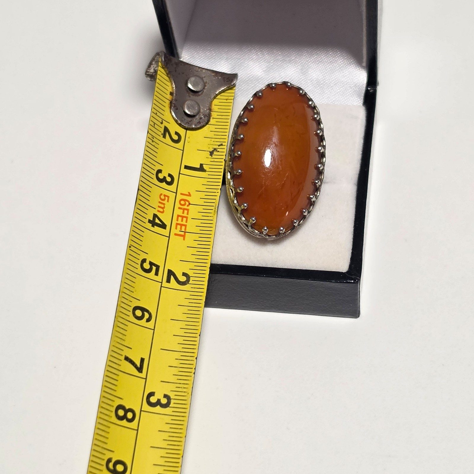 Unbranded Orange Stone Oval Silver Ring .b6 image 3