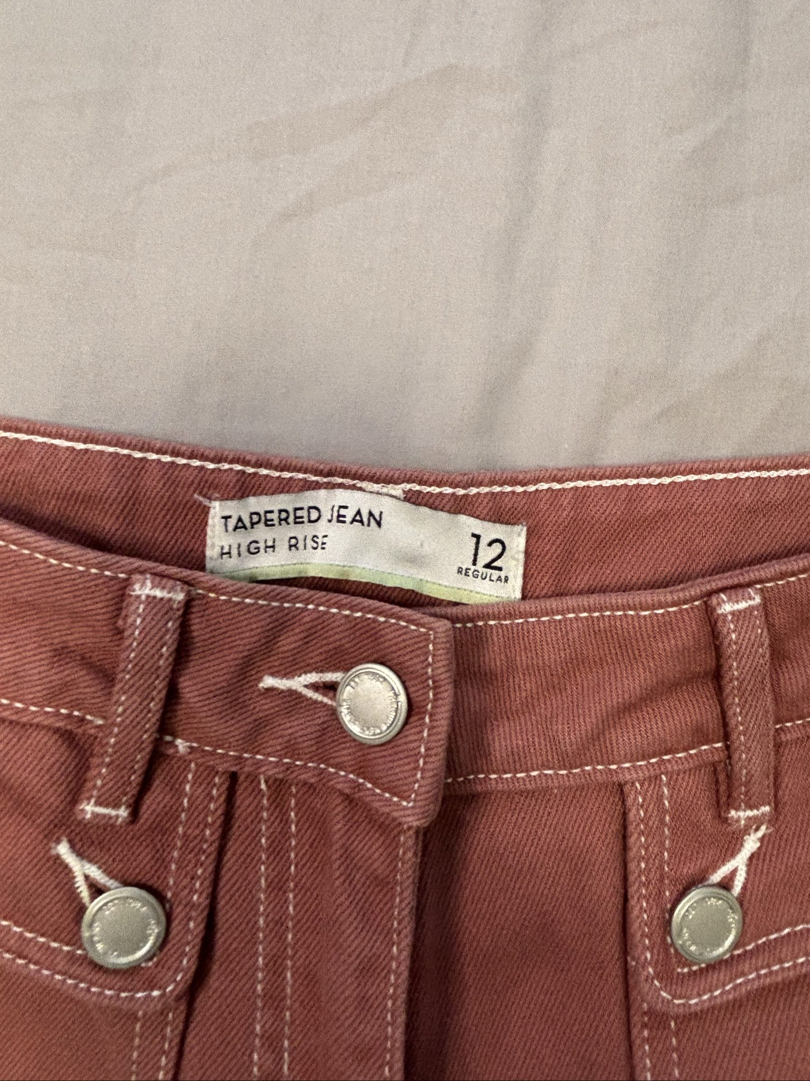 Next Women's Rust Brown Tapered High-Rise Jeans UK 12 Cotton image 4