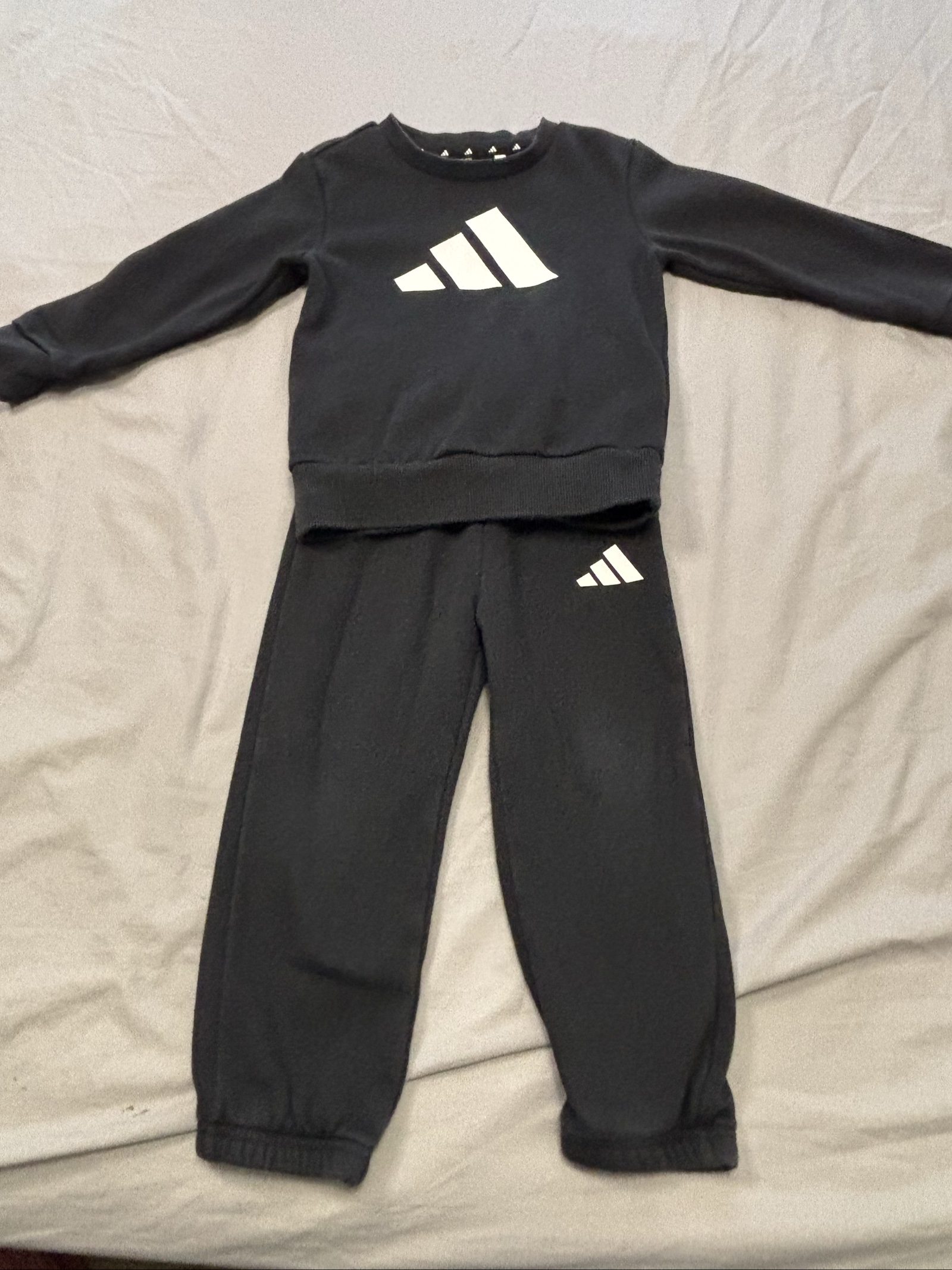 Adidas Black Kids' Fleece Tracksuit 2-3Y with White Logo