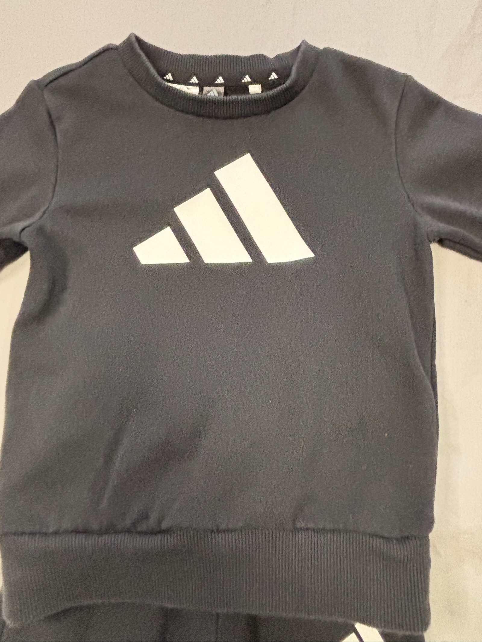 Adidas Black Kids' Fleece Tracksuit 2-3Y with White Logo image 2