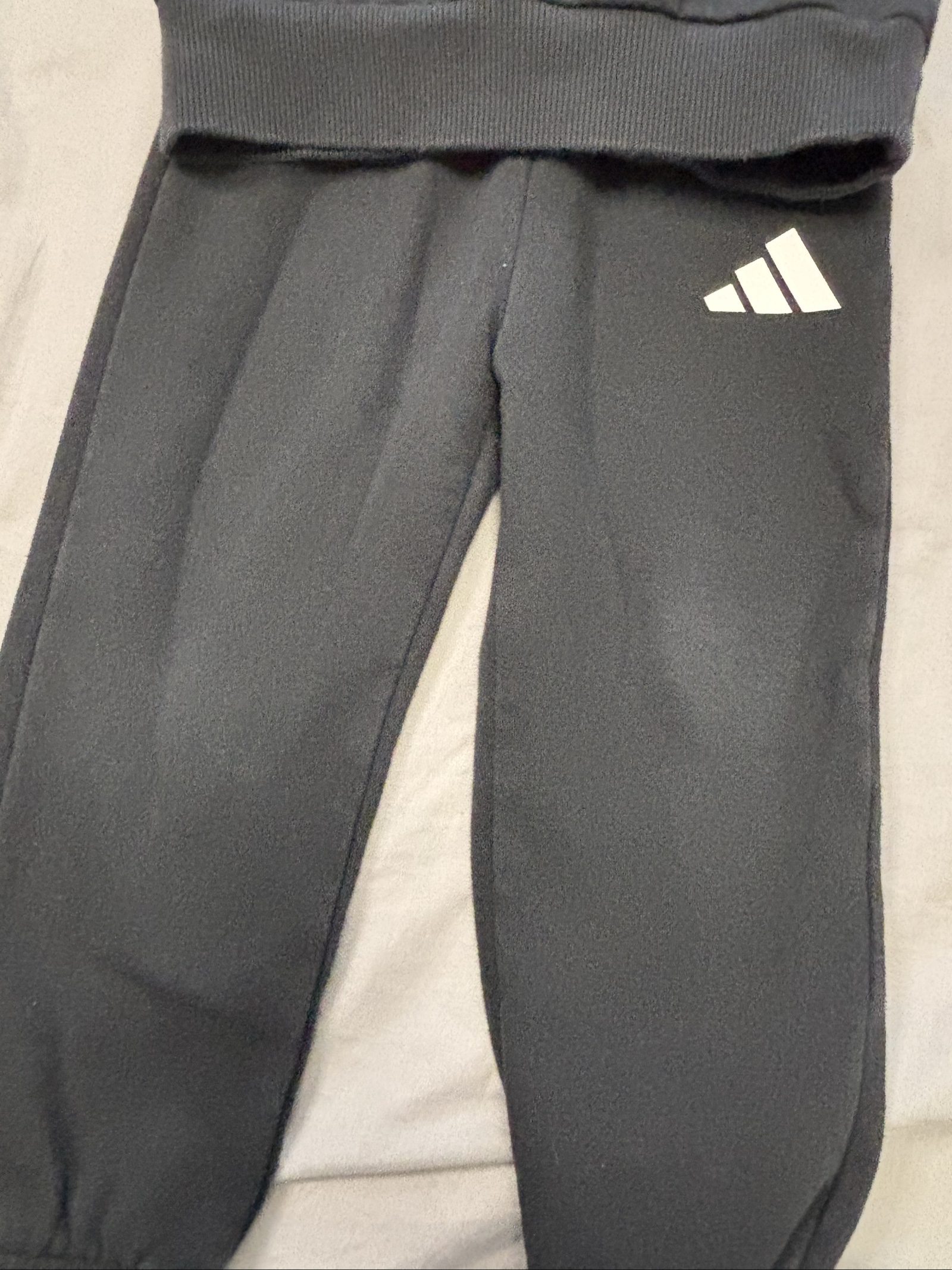 Adidas Black Kids' Fleece Tracksuit 2-3Y with White Logo image 3