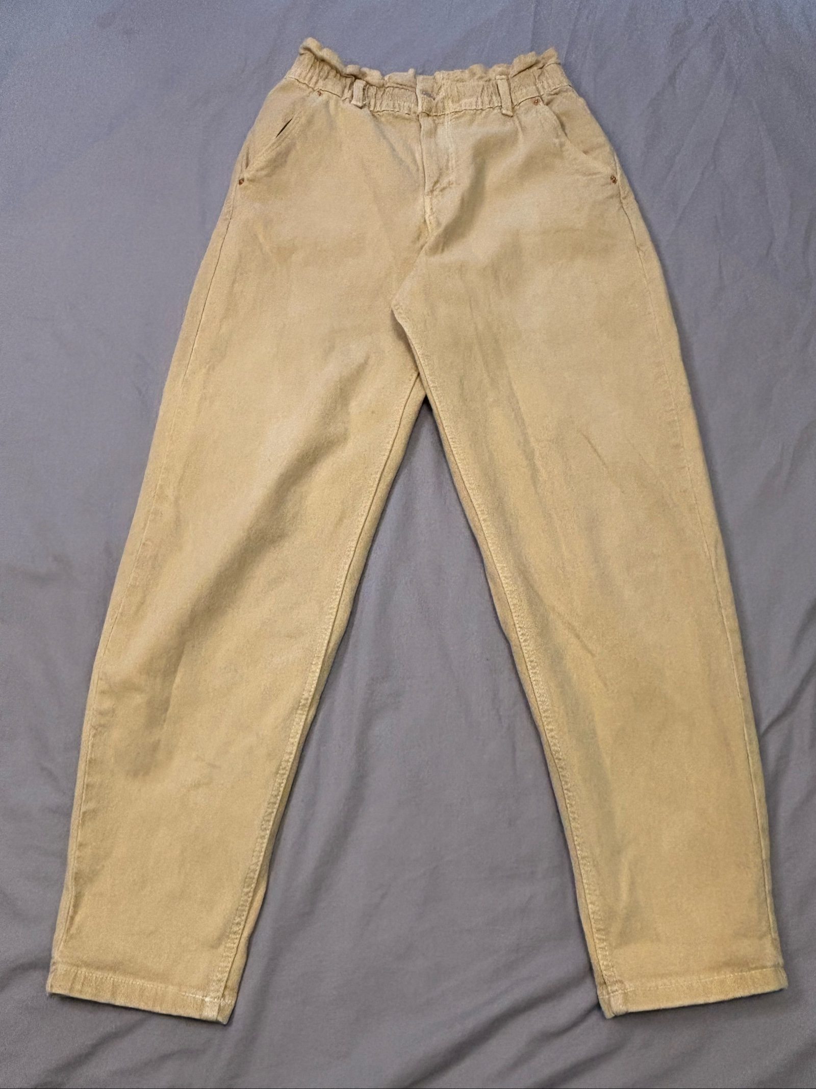 Pull & Bear Beige Mom Trousers EUR 36 US 4 Elastic Waist