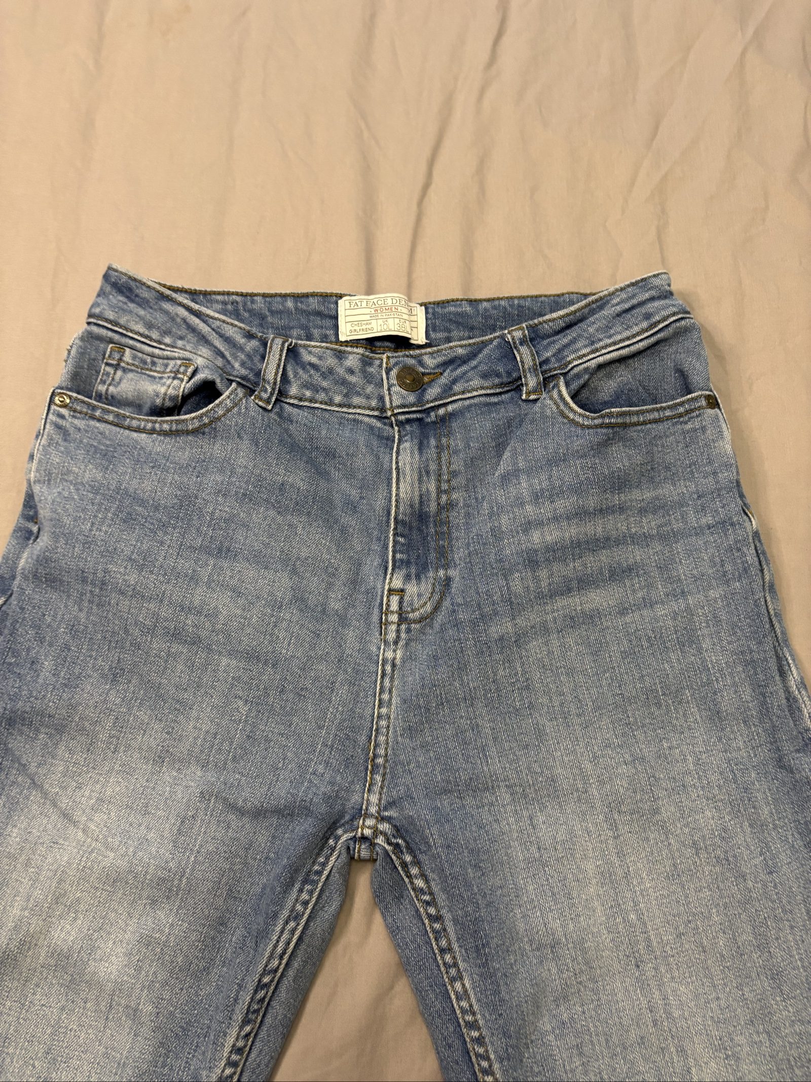Fat Face Women's Light Blue Chesham Girlfriend Denim Jeans UK 10L