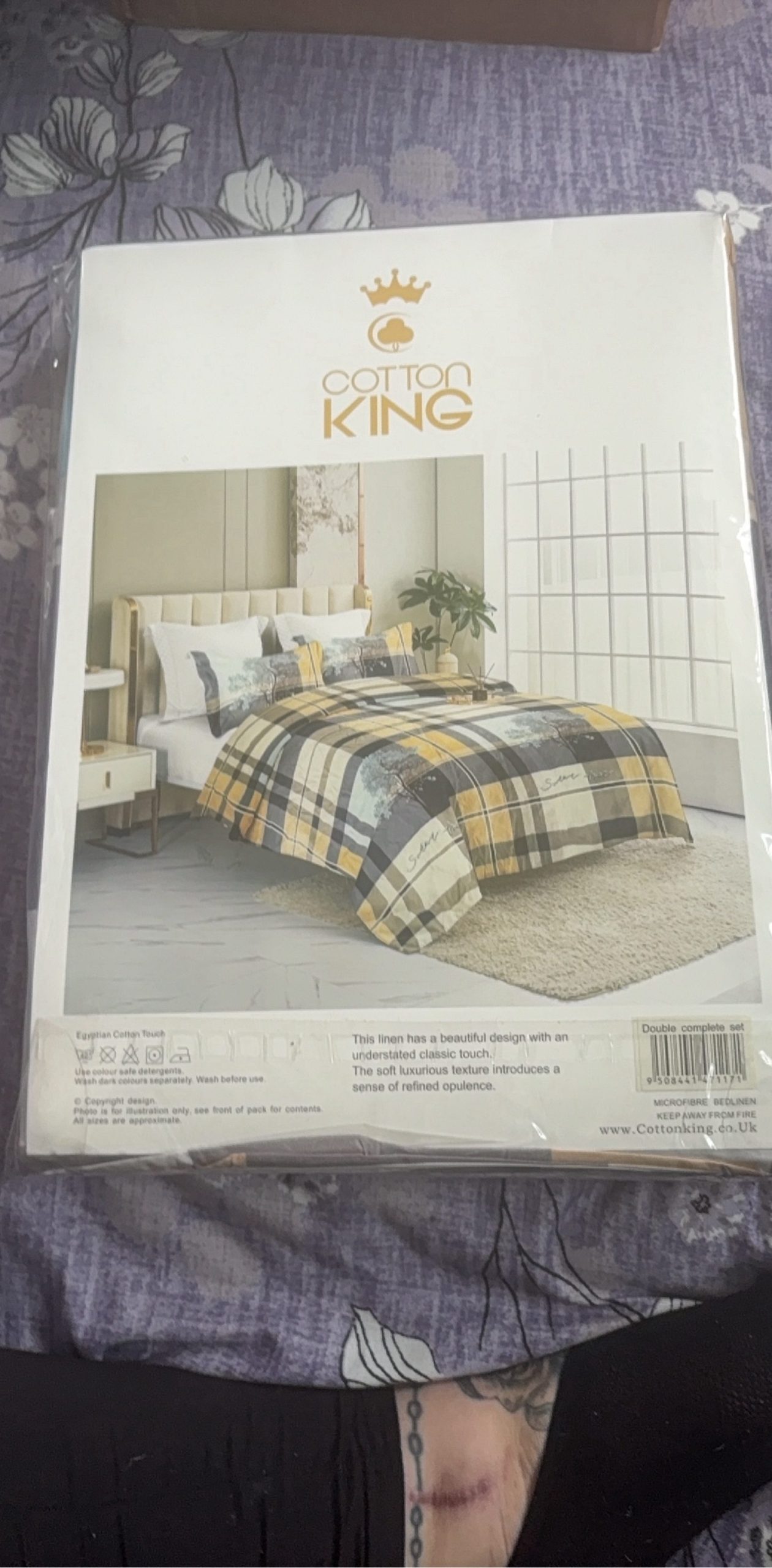 Cotton King Multi Double Bedding Complete Set Egyptian Cotton Touch image 2
