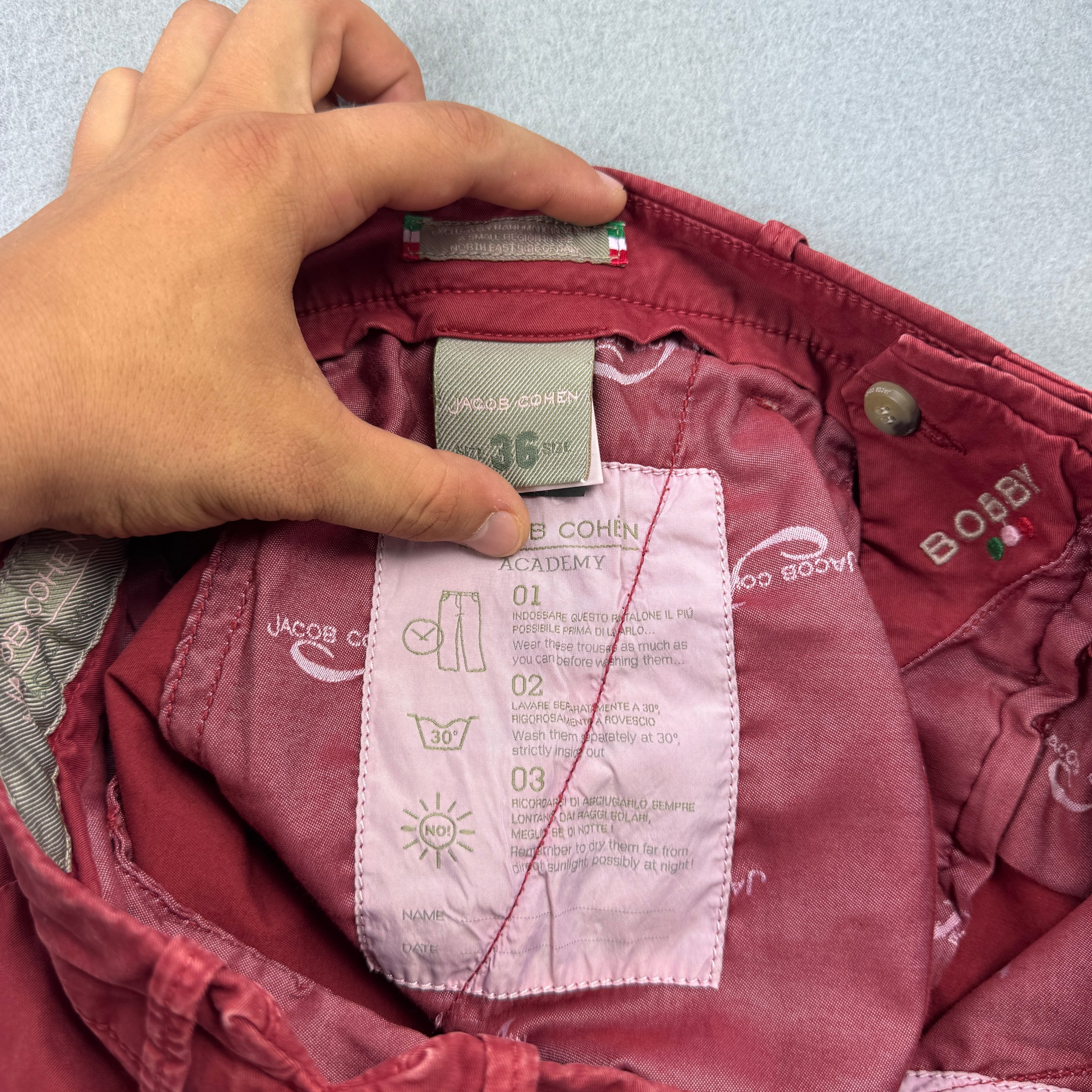 Men`s Jacob Cohen Bobby Academy Red Cotton Chinos Size 36 image 10