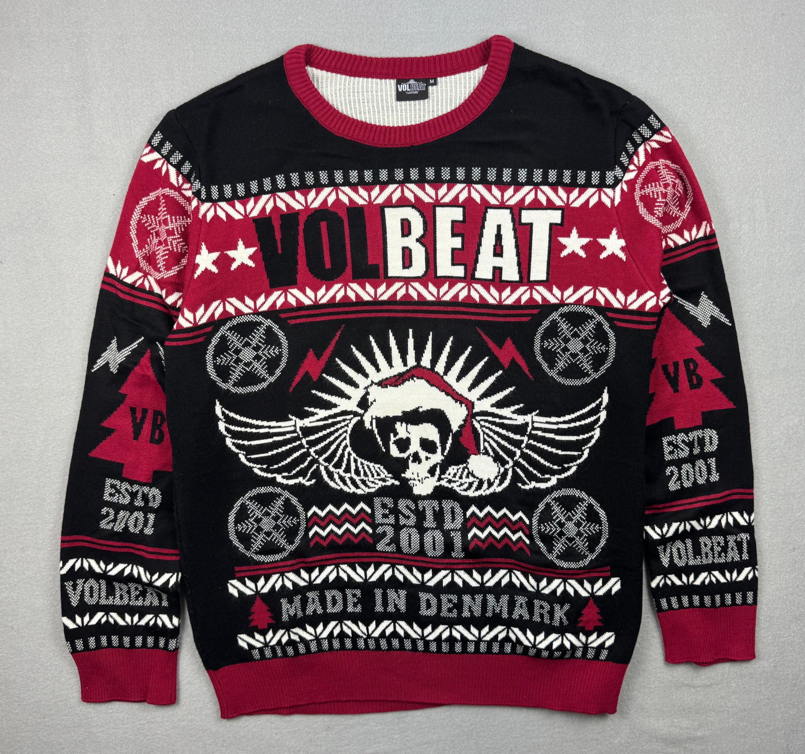 Volbeat Black & Red Sweater Skull Design Size M