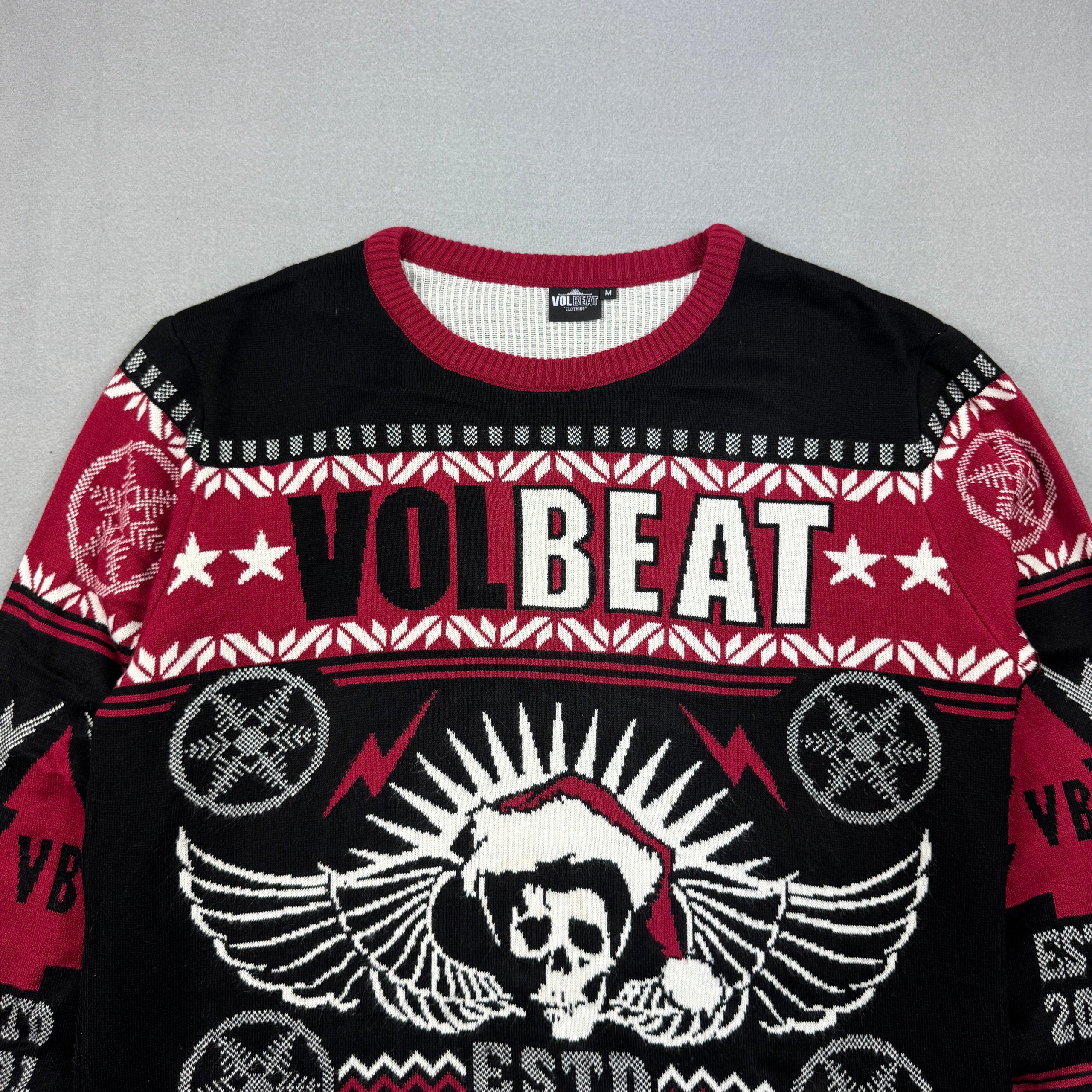 Volbeat Black & Red Sweater Skull Design Size M image 2
