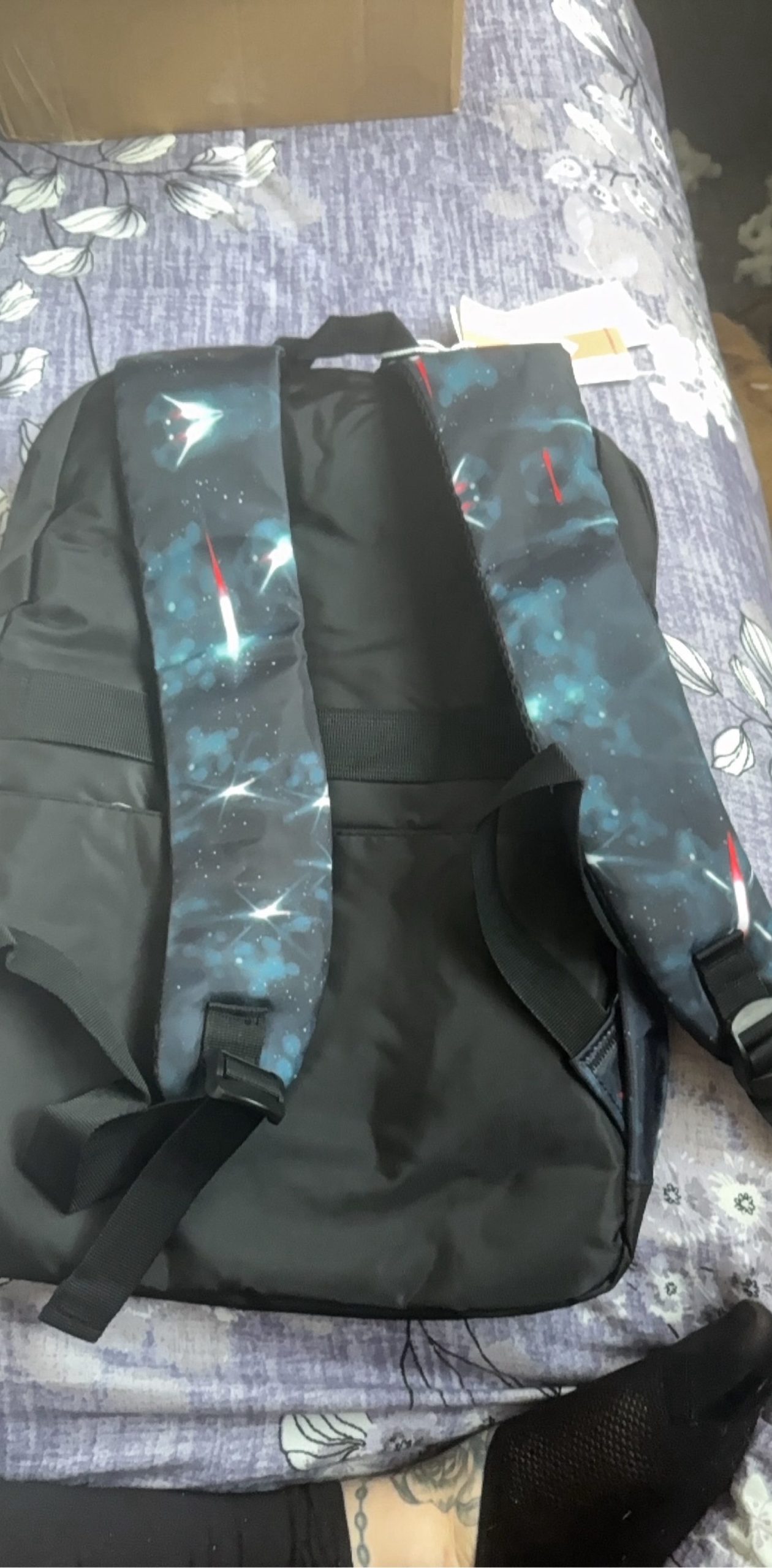 Zikitty Black & Blue Space Print Backpack With Pockets image 2