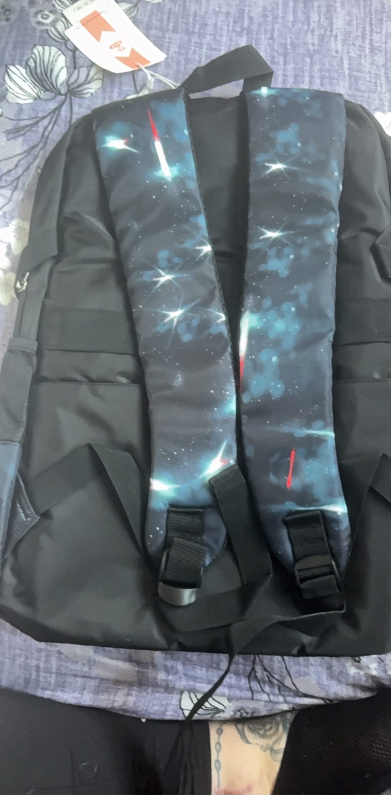 ZIRANYU Black & Blue Galaxy Print Backpack image 2