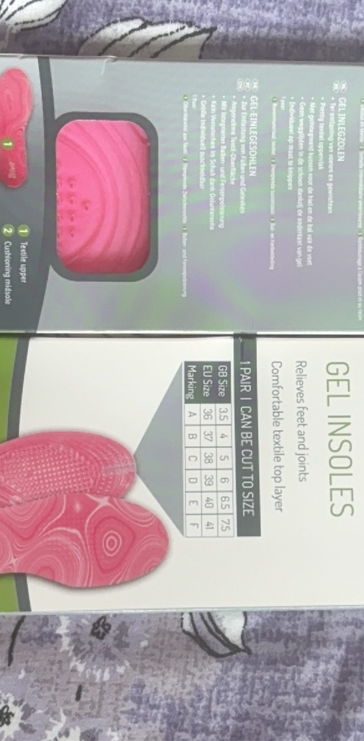 Pink Gel Insoles 1 Pair UK 4-7 Cut to Size Comfortable image 2