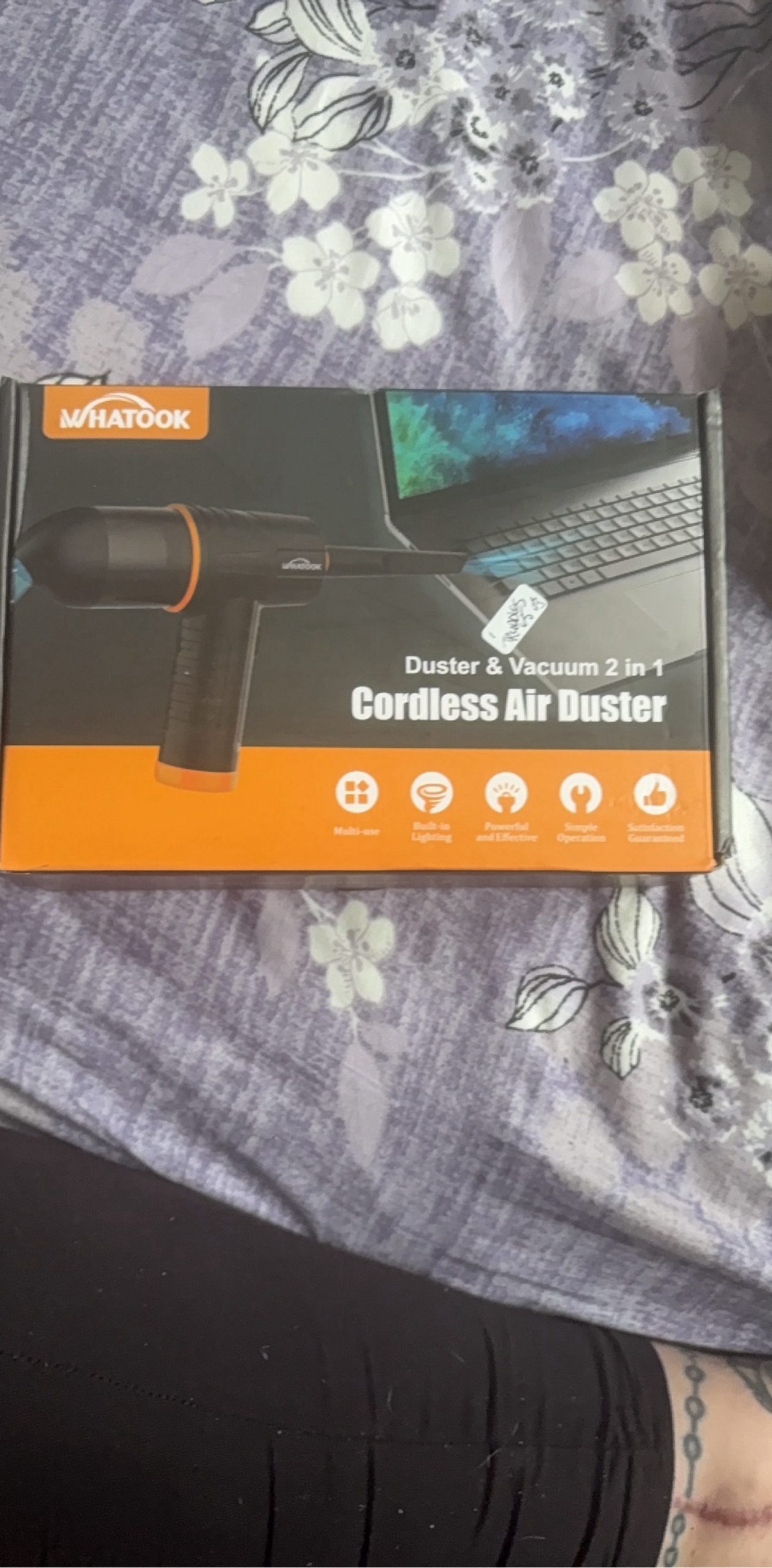 Whatook Black Cordless Air Duster & Vacuum 2 in 1