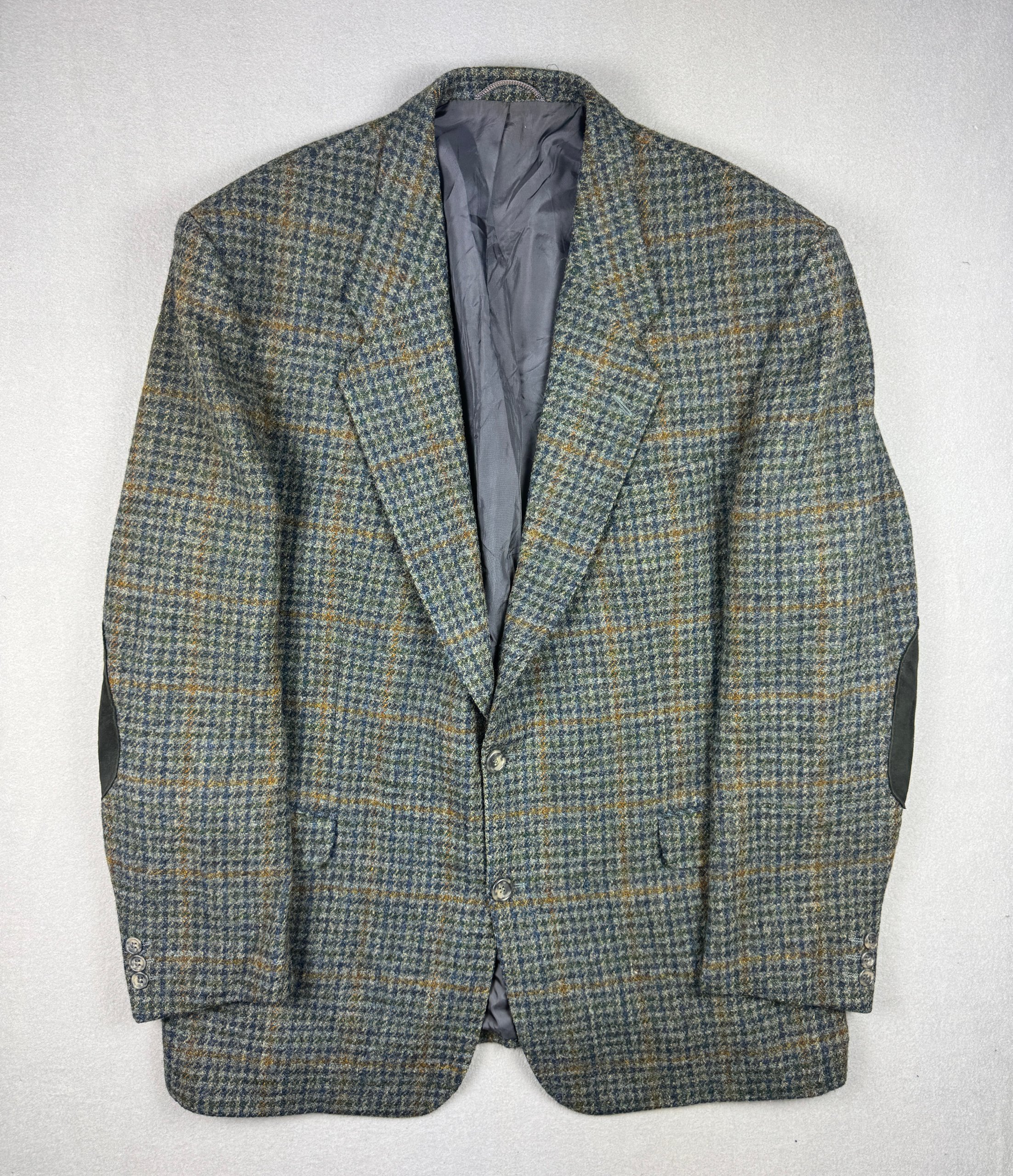 Harris Tweed Green Wool Vintage Blazer Elbow Patch Size 54 / XL
