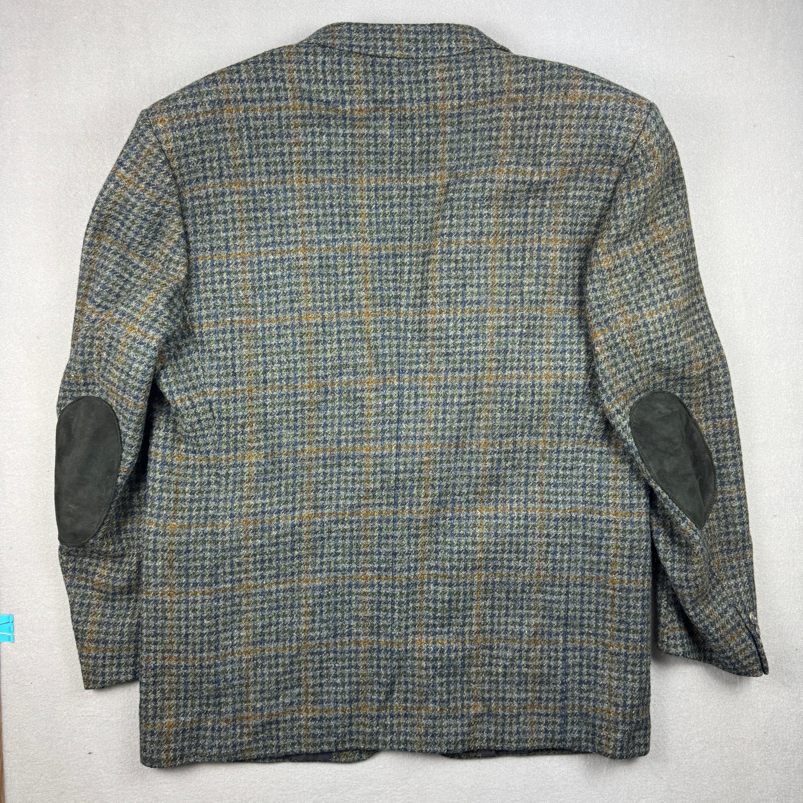 Harris Tweed Green Wool Vintage Blazer Elbow Patch Size 54 / XL image 2