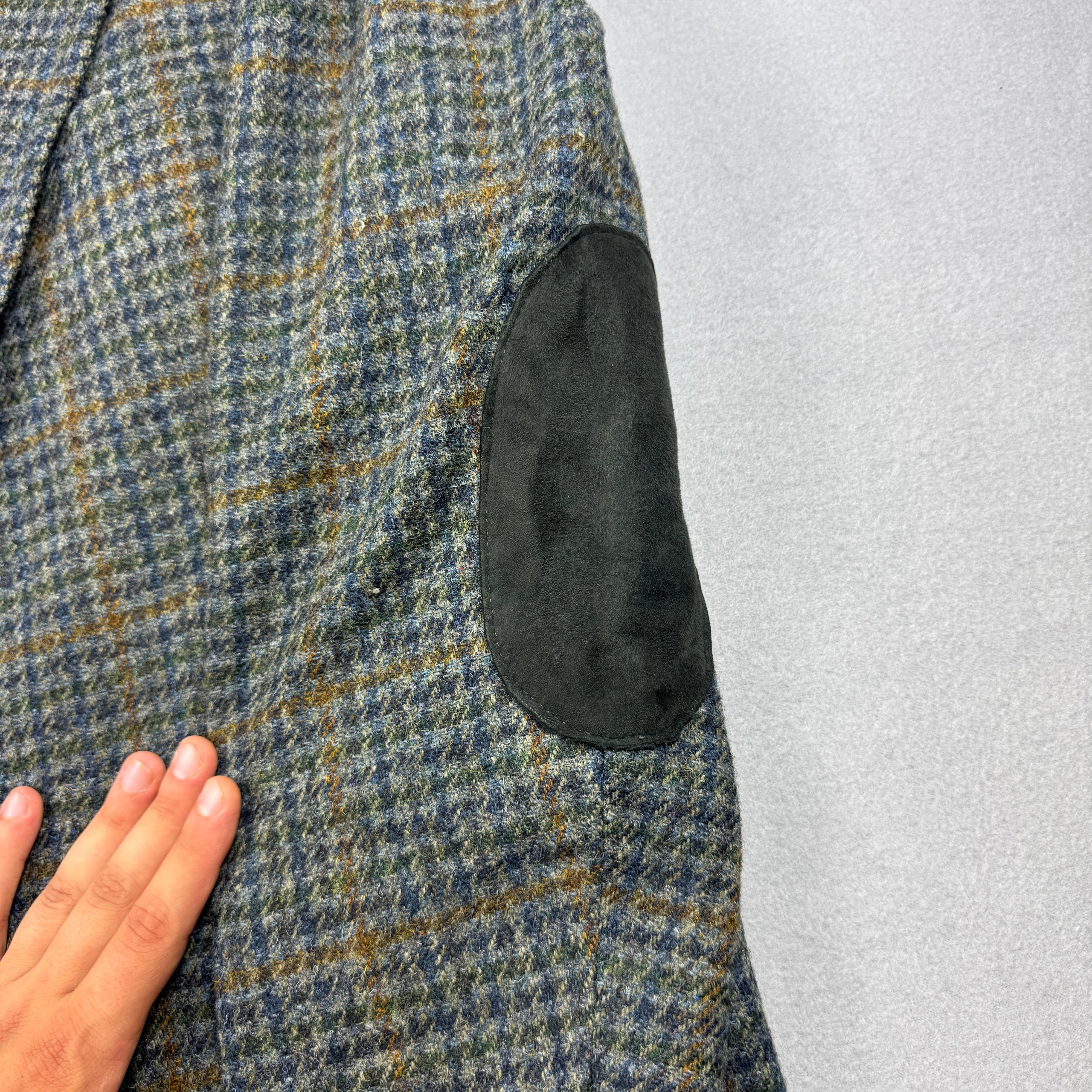 Harris Tweed Green Wool Vintage Blazer Elbow Patch Size 54 / XL image 6