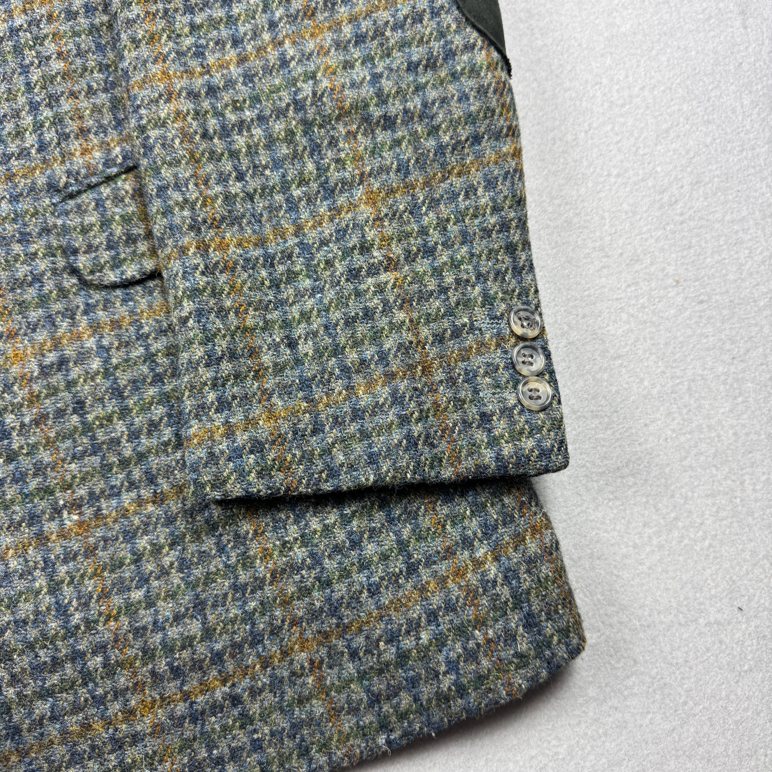 Harris Tweed Green Wool Vintage Blazer Elbow Patch Size 54 / XL image 7
