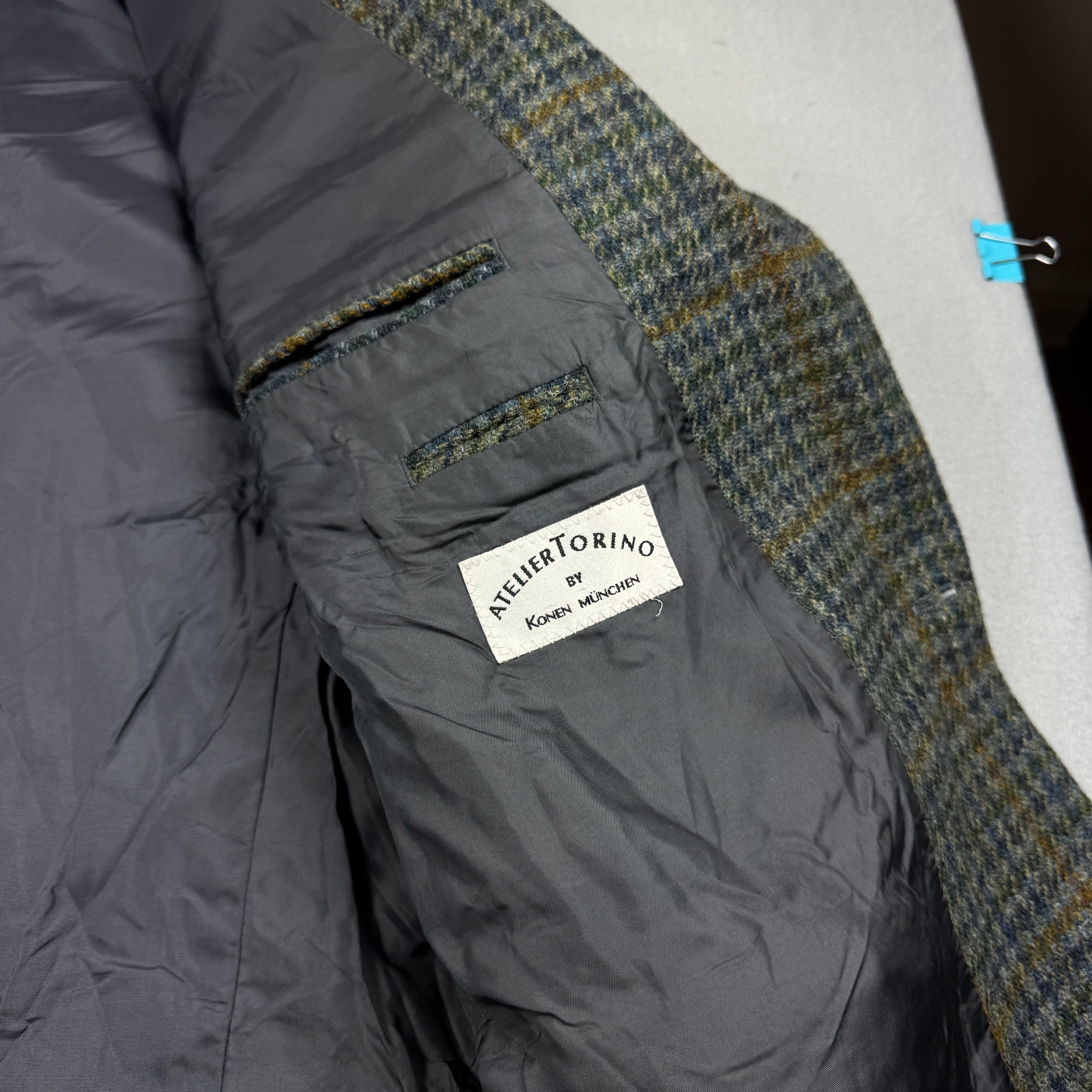 Harris Tweed Green Wool Vintage Blazer Elbow Patch Size 54 / XL image 9