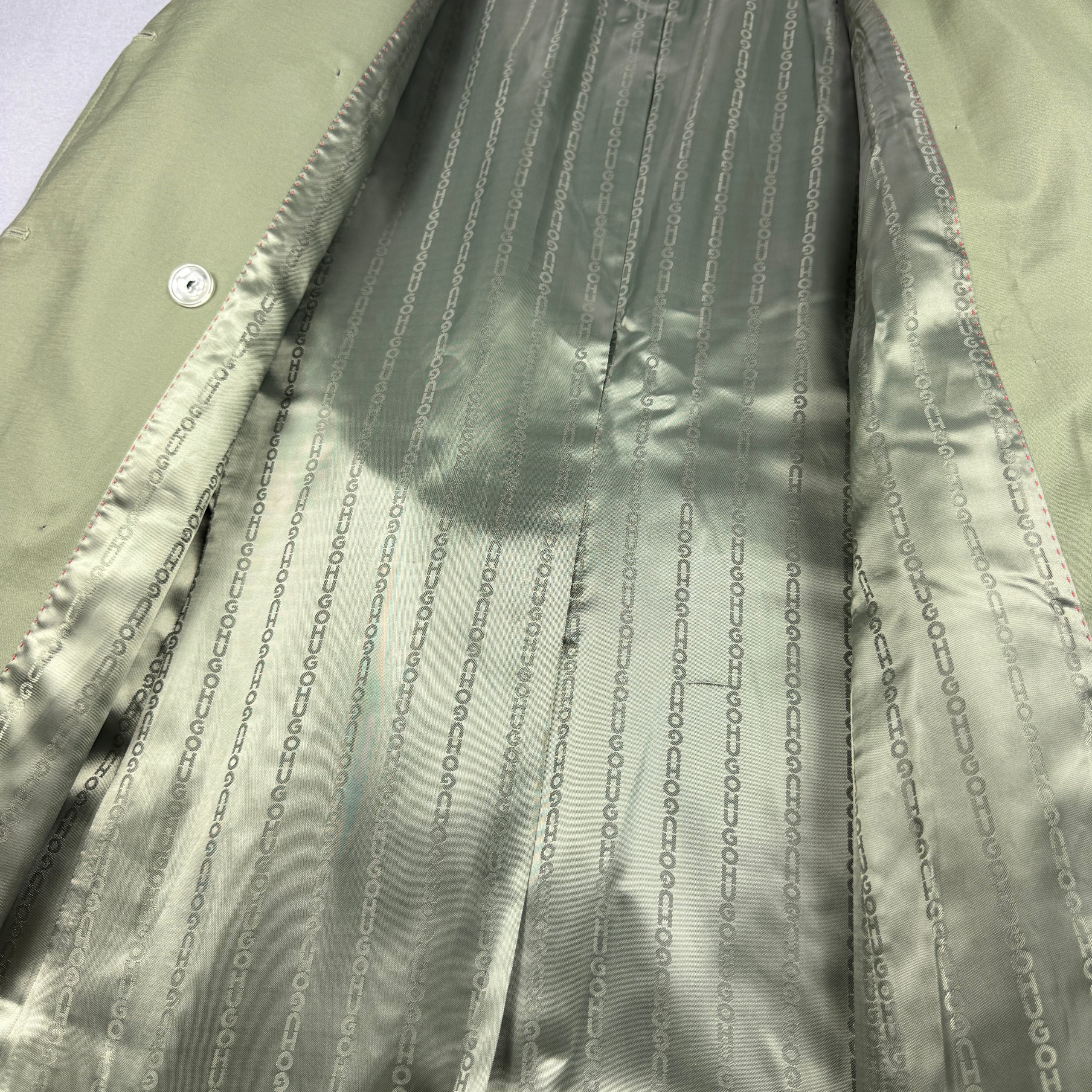 Women`s Hugo Boss Makaras-2 Green Double Breasted Belted Trench Coat Size M-L image 7