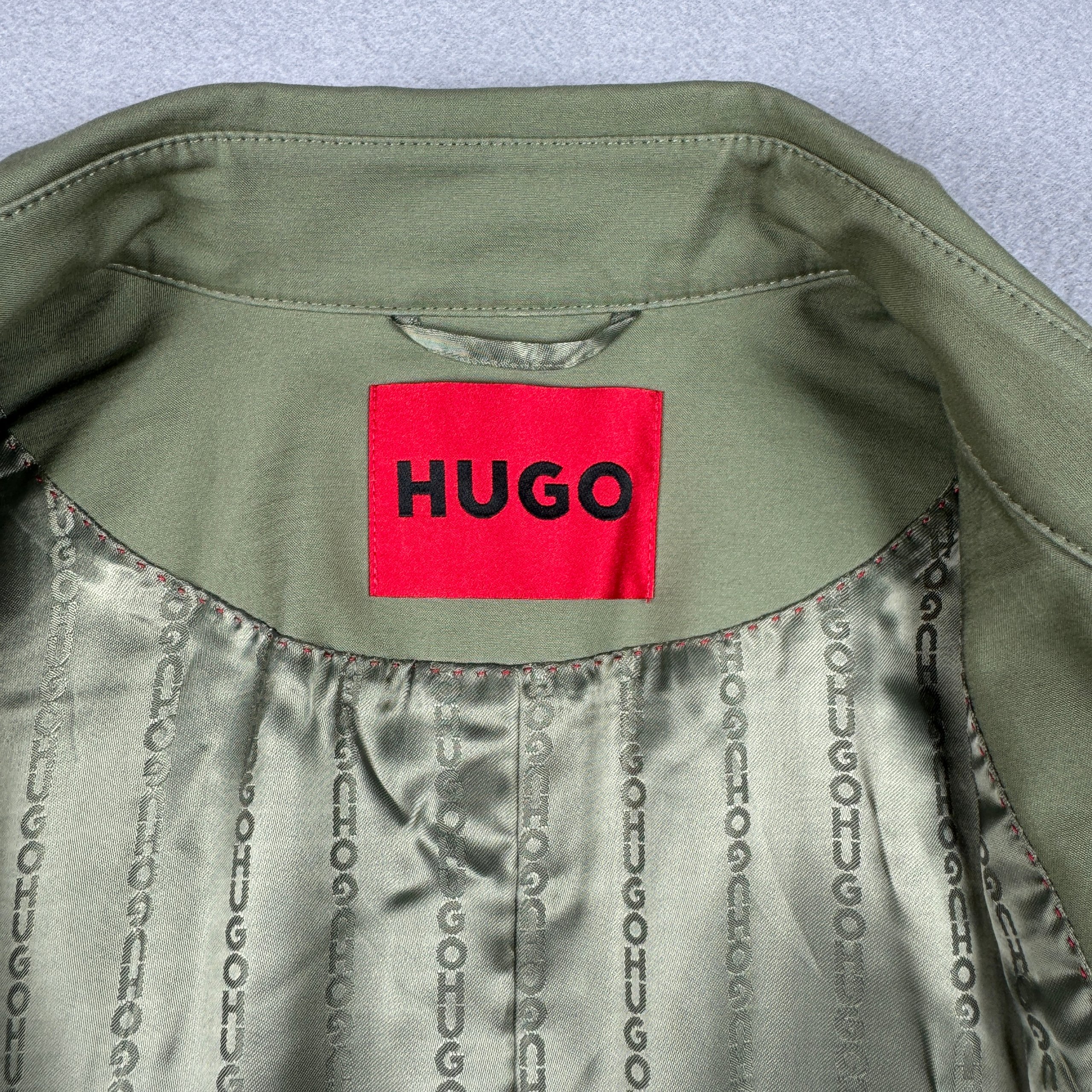 Women`s Hugo Boss Makaras-2 Green Double Breasted Belted Trench Coat Size M-L image 8