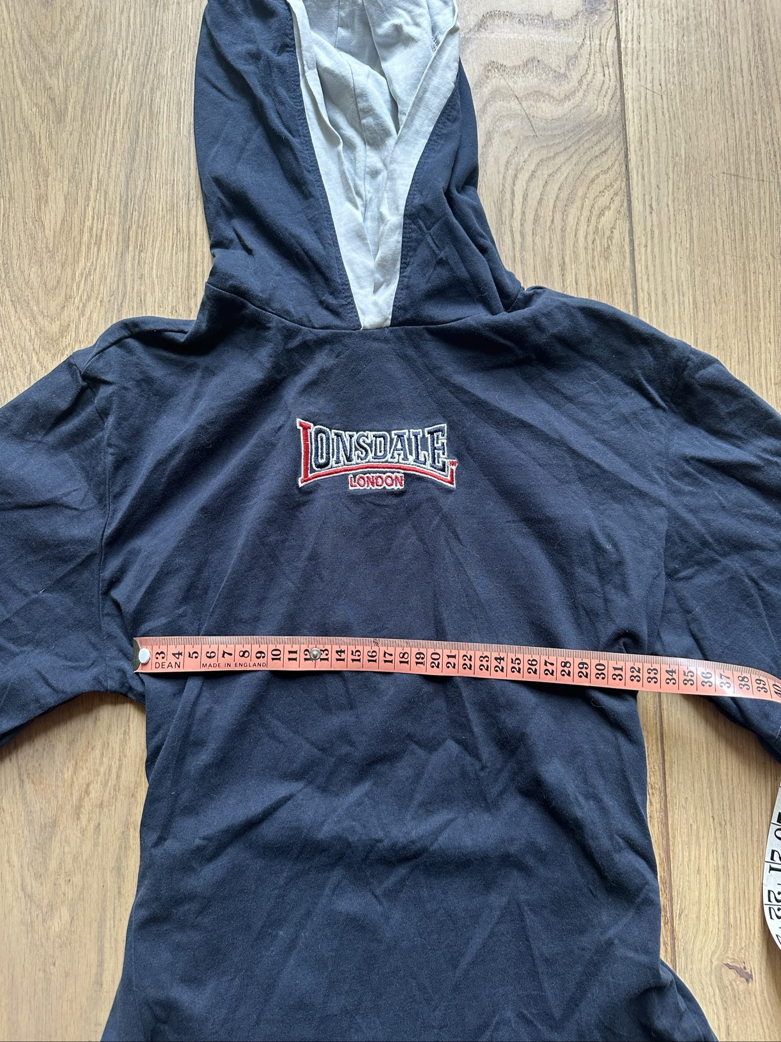 Lonsdale Black & Beige Hooded Long Sleeve Cotton Top image 4