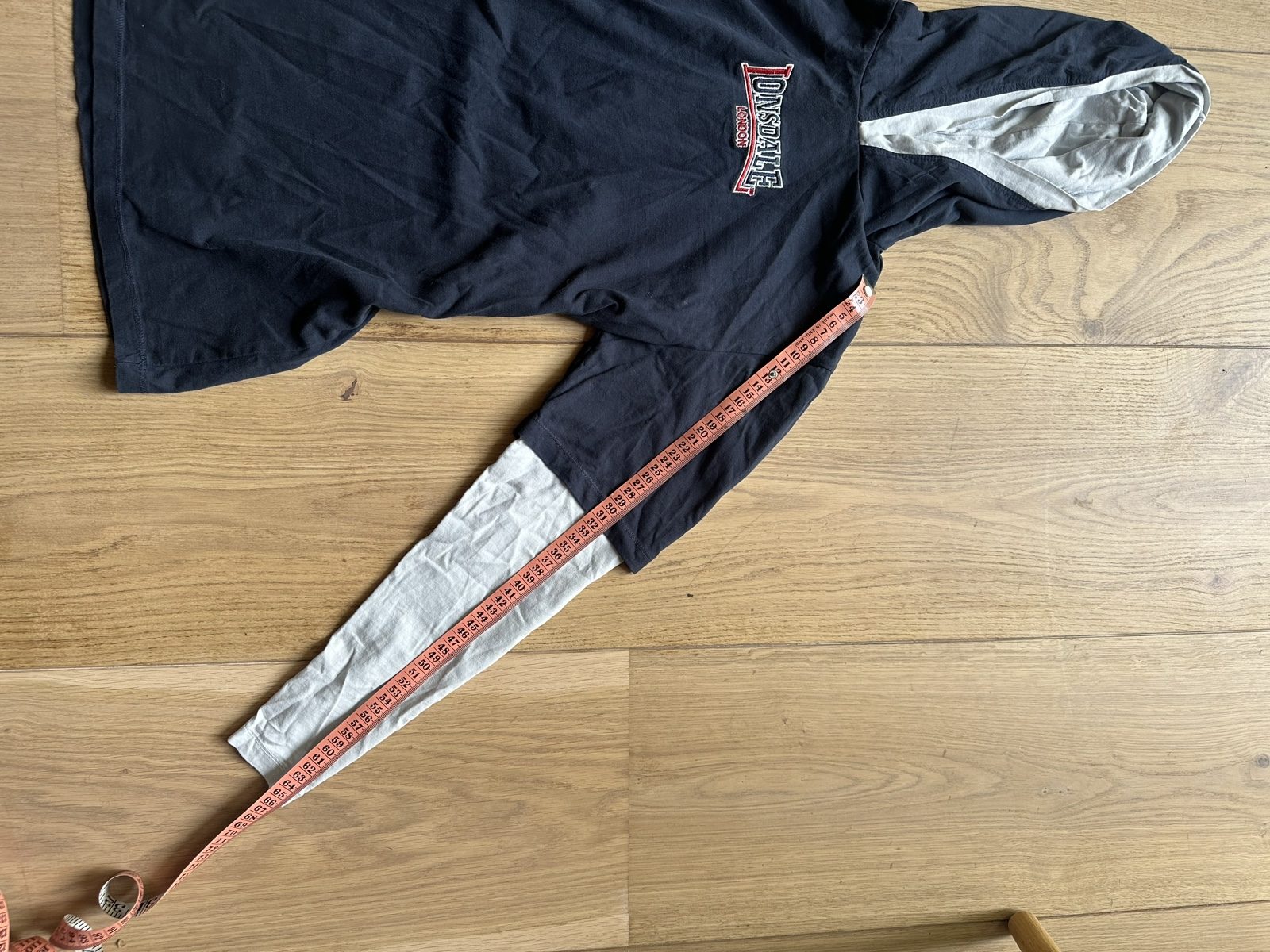 Lonsdale Black & Beige Hooded Long Sleeve Cotton Top image 5