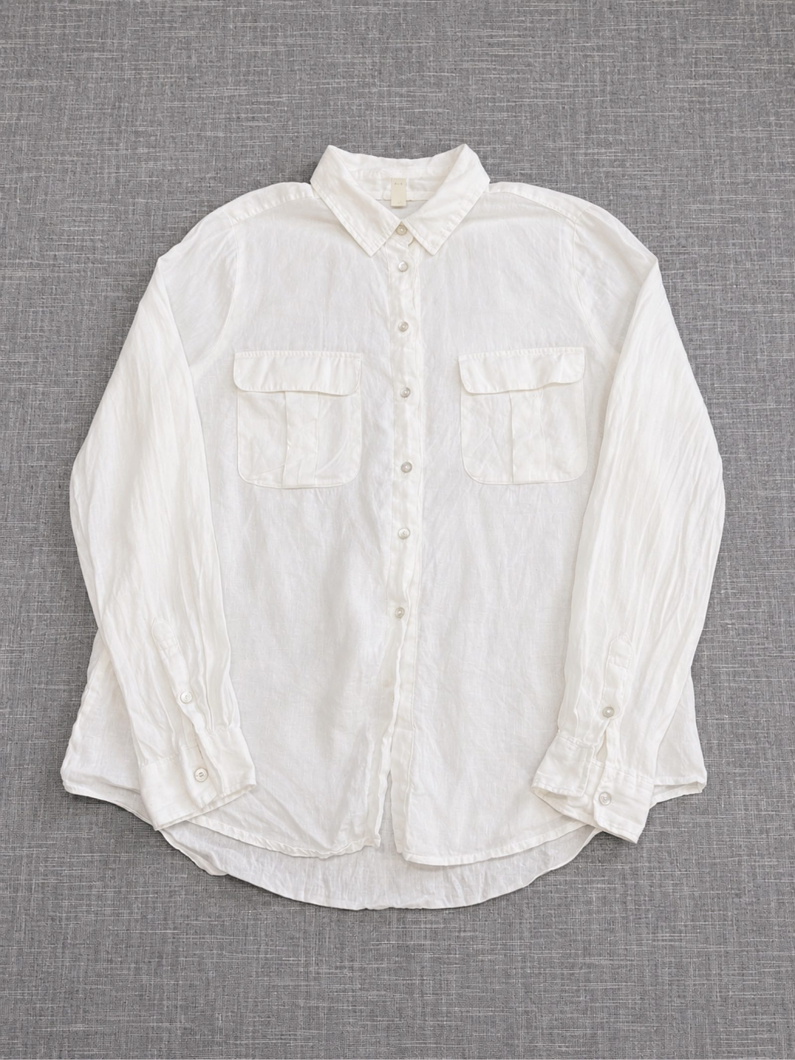 H&M Women’s Linen Shirt UK 8 White Long Sleeve Buttoned