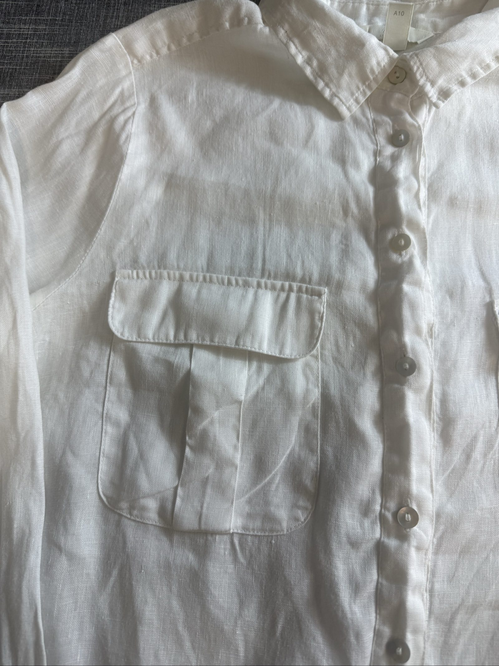 H&M Women’s Linen Shirt UK 8 White Long Sleeve Buttoned image 3